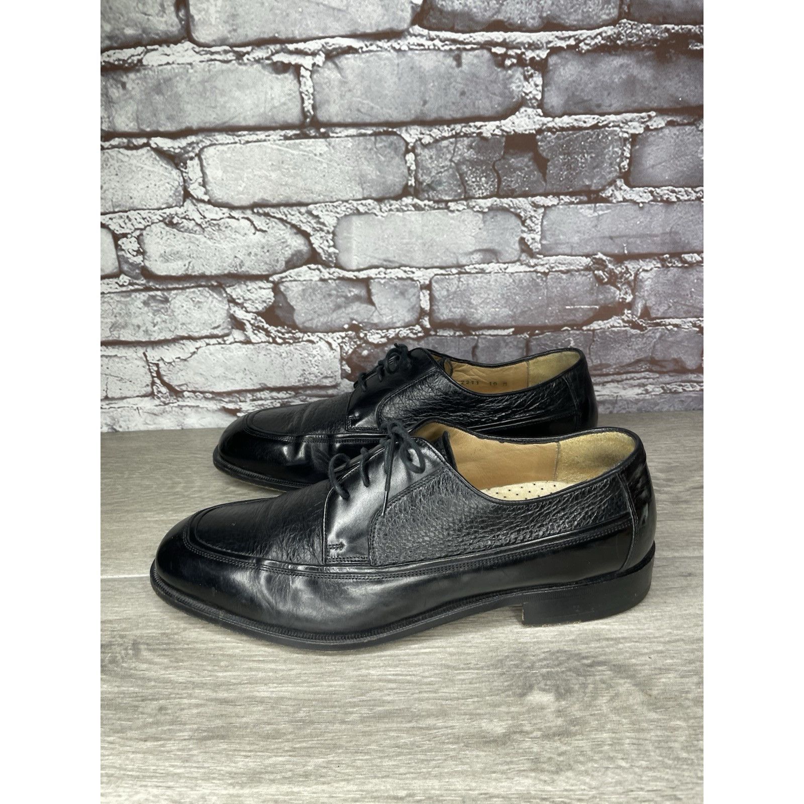 Johnston & Murphy Johnston & Murphy Black Leather Square Toe Italy Dress Shoe Size US 10 / EU 43 - 21 Thumbnail