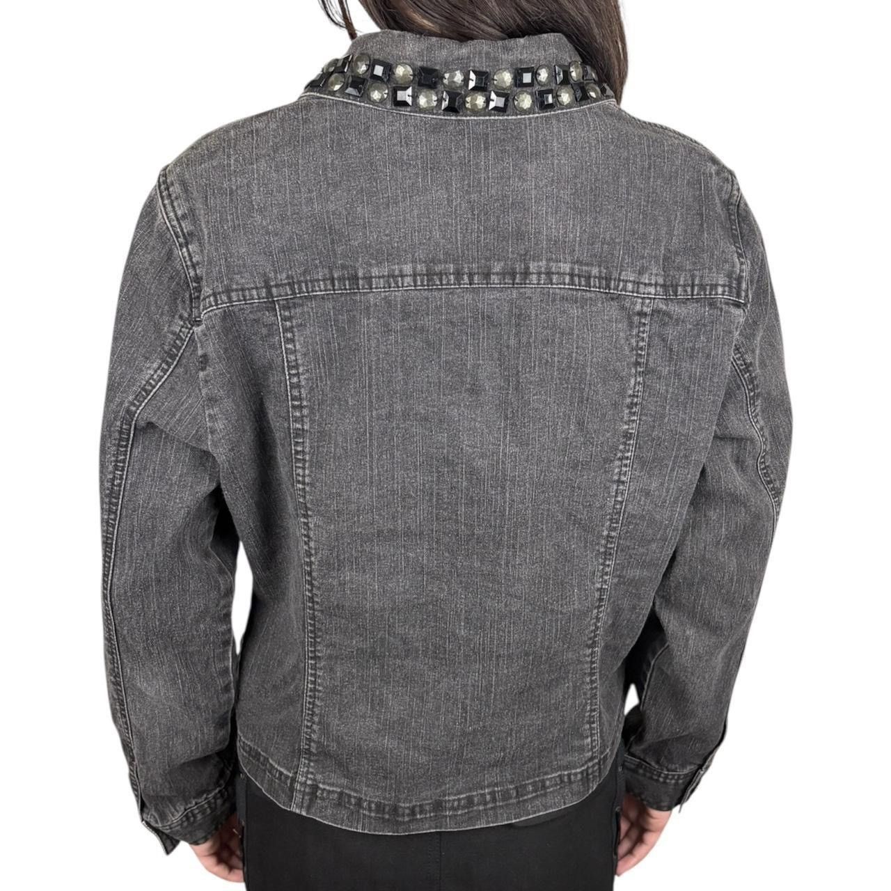 Vintage Y2K Ruby Rd Black Studded Denim Zip-Up Jacket Size L / US 10 / IT 46 - 2 Thumbnail
