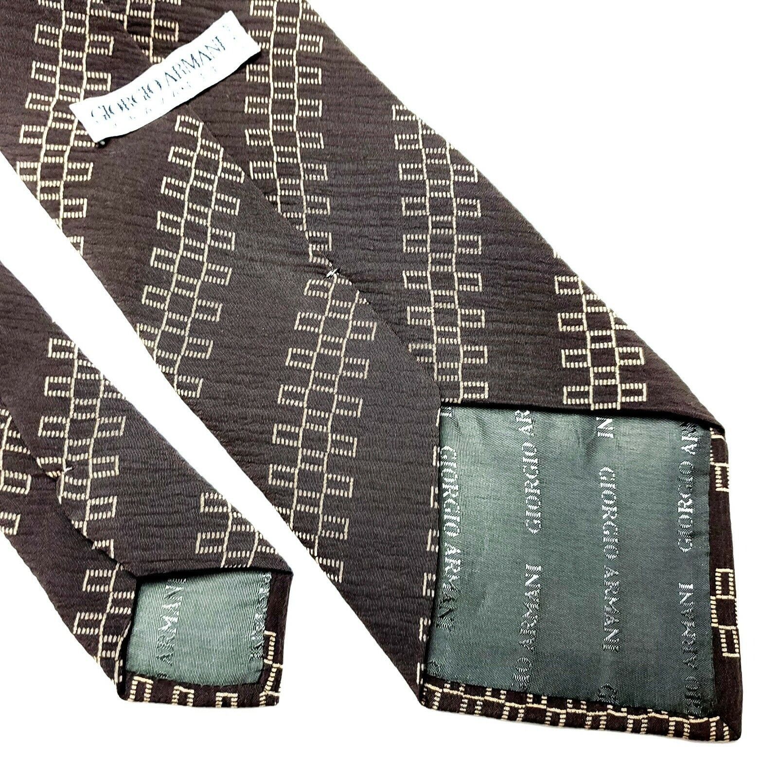 Giorgio Armani Giorgio Armani Cravatte Silk Tie Print Brown Short Size ONE SIZE - 6 Thumbnail