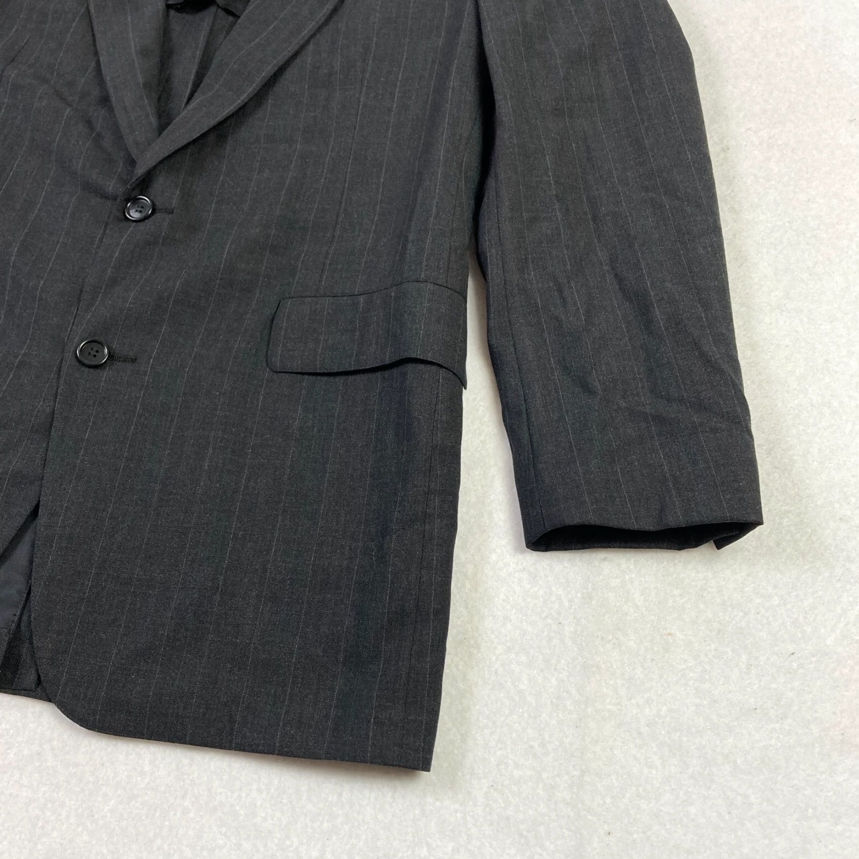 Brooks Brothers Brooks Brothers Brooksgate Blazer Mens 44 Black Wool Striped Union Made Blazer Size 44R - 3 Thumbnail
