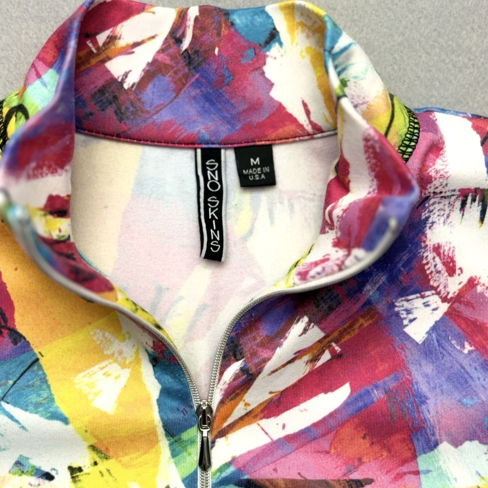 Vintage SNO SKINS Pullover Top M 1/4 Zip Microfiber Paper Mache Pink Purple White Green Size M / US 6-8 / IT 42-44 - 4 Thumbnail