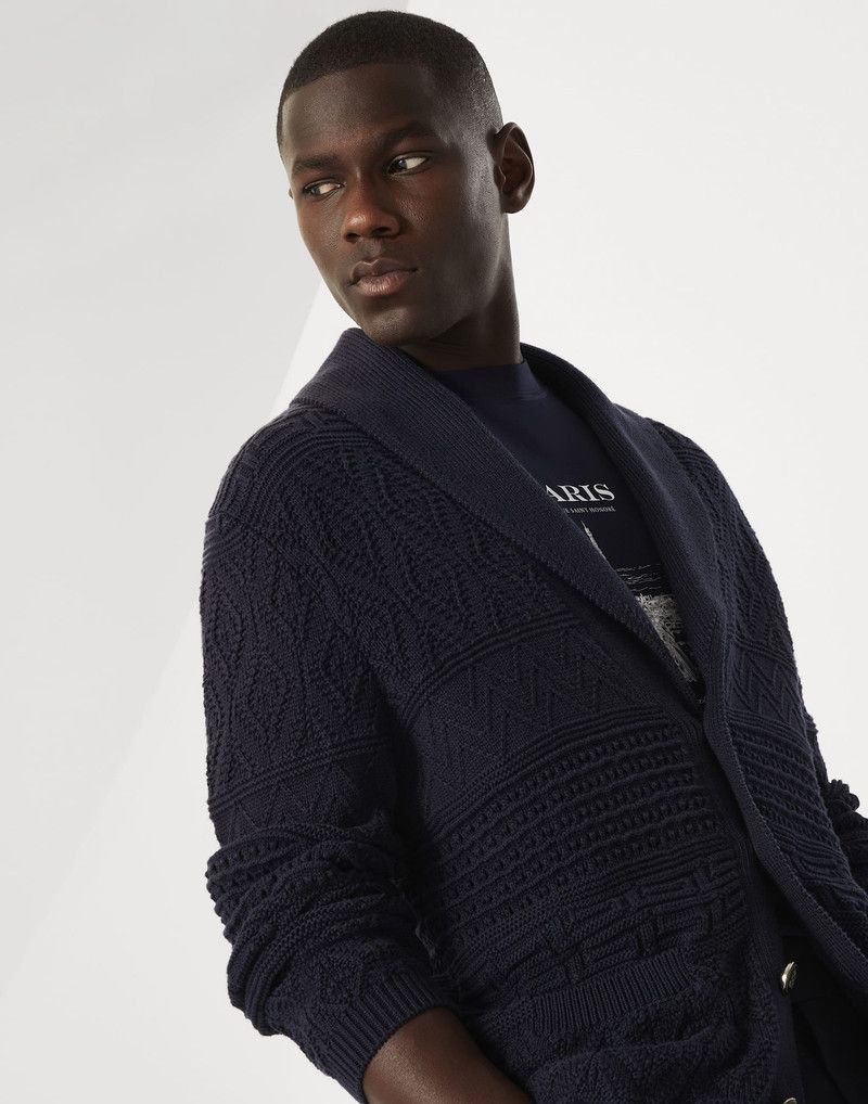Brunello Cucinelli o1w1db10326 Cardigan in Navy Blue Size US S / EU 44-46 / 1 - 3 Thumbnail