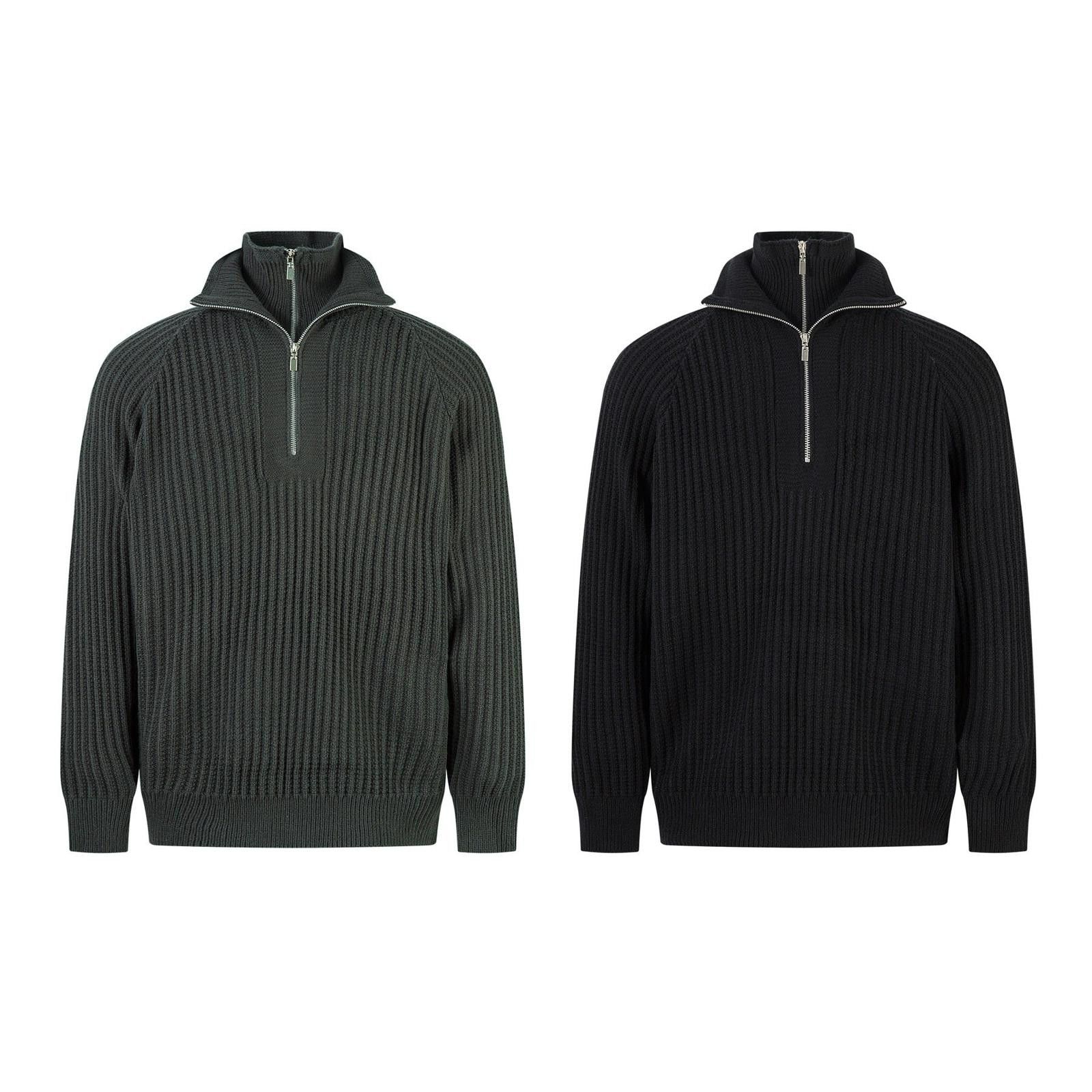 Other Dark Green Ribbed Knit Half-Zip Sweater Size US M / EU 48-50 / 2 - 4 Thumbnail