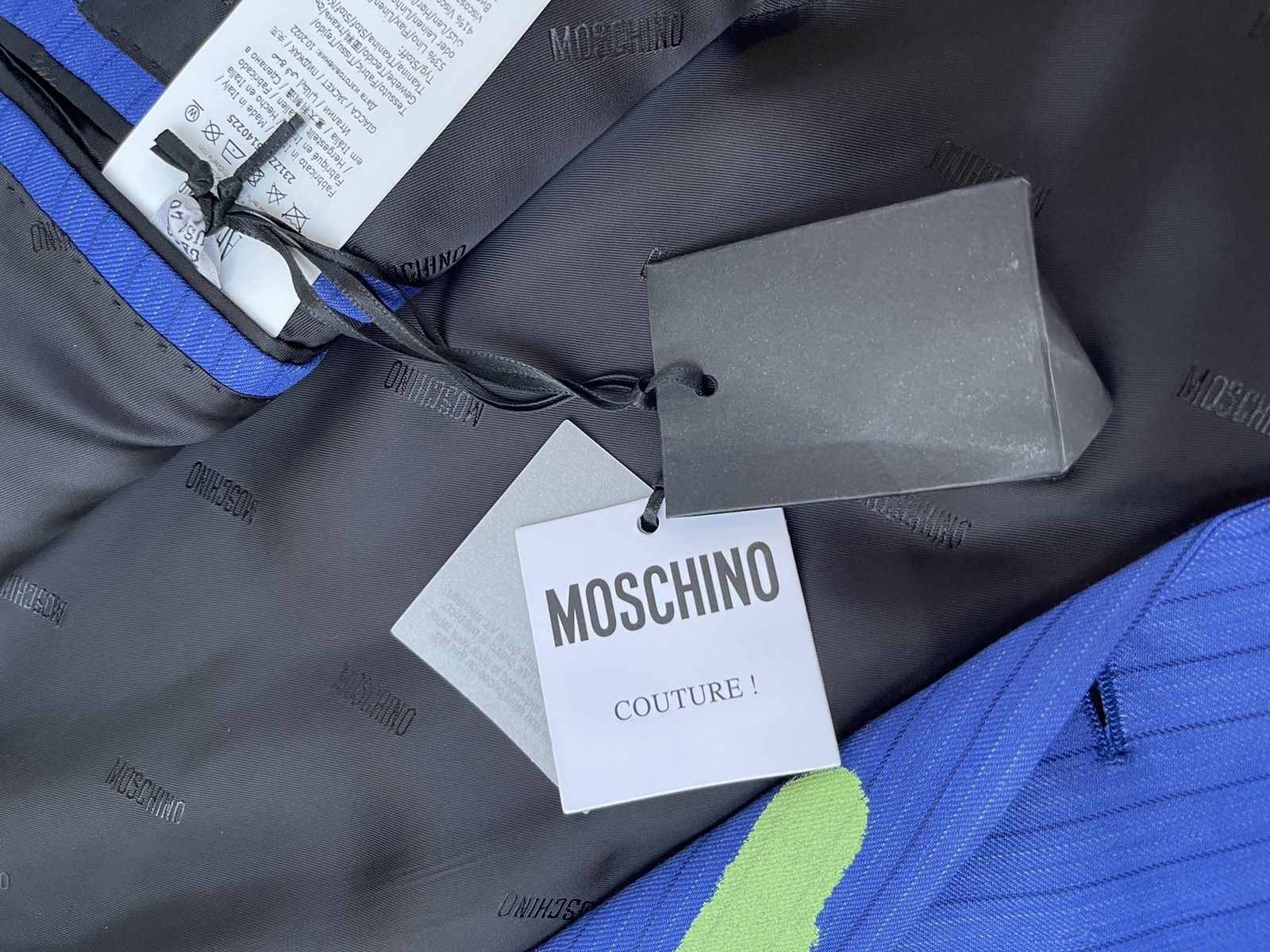 Moschino !DS! AW22 Moschino Graphic Print Double Breasted Blue Blazer Size US M / EU 48-50 / 2 - 20 Thumbnail