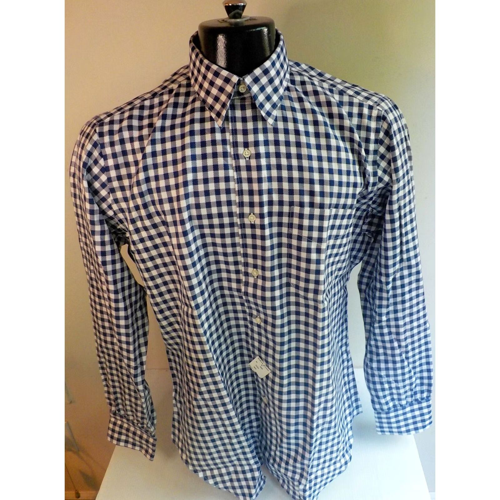 Vintage BULLock & JONES LS Button Front Check Shirt Blue White Cotton SZ MED NWT Mens Shirt Size US M / EU 48-50 / 2 - 2 Thumbnail