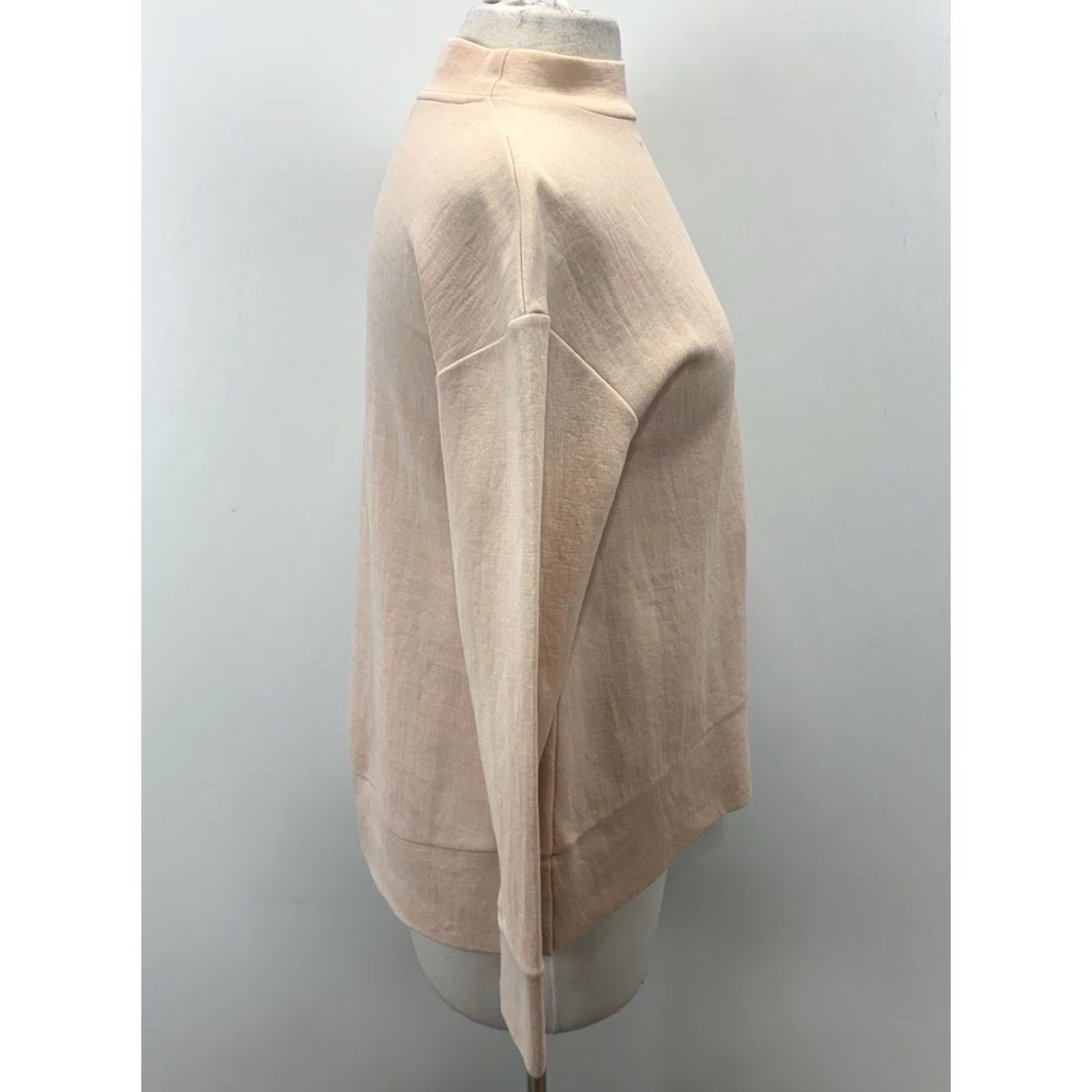 Cos COS mock Neck Sweatshirt Women’s XS Blush Pink Modern Minimalist Staple Capsule Pullover Long Sleeve Cotton Blend Boxy Regular Shirt Size XS / US 0-2 / IT 36-38 - 4 Thumbnail