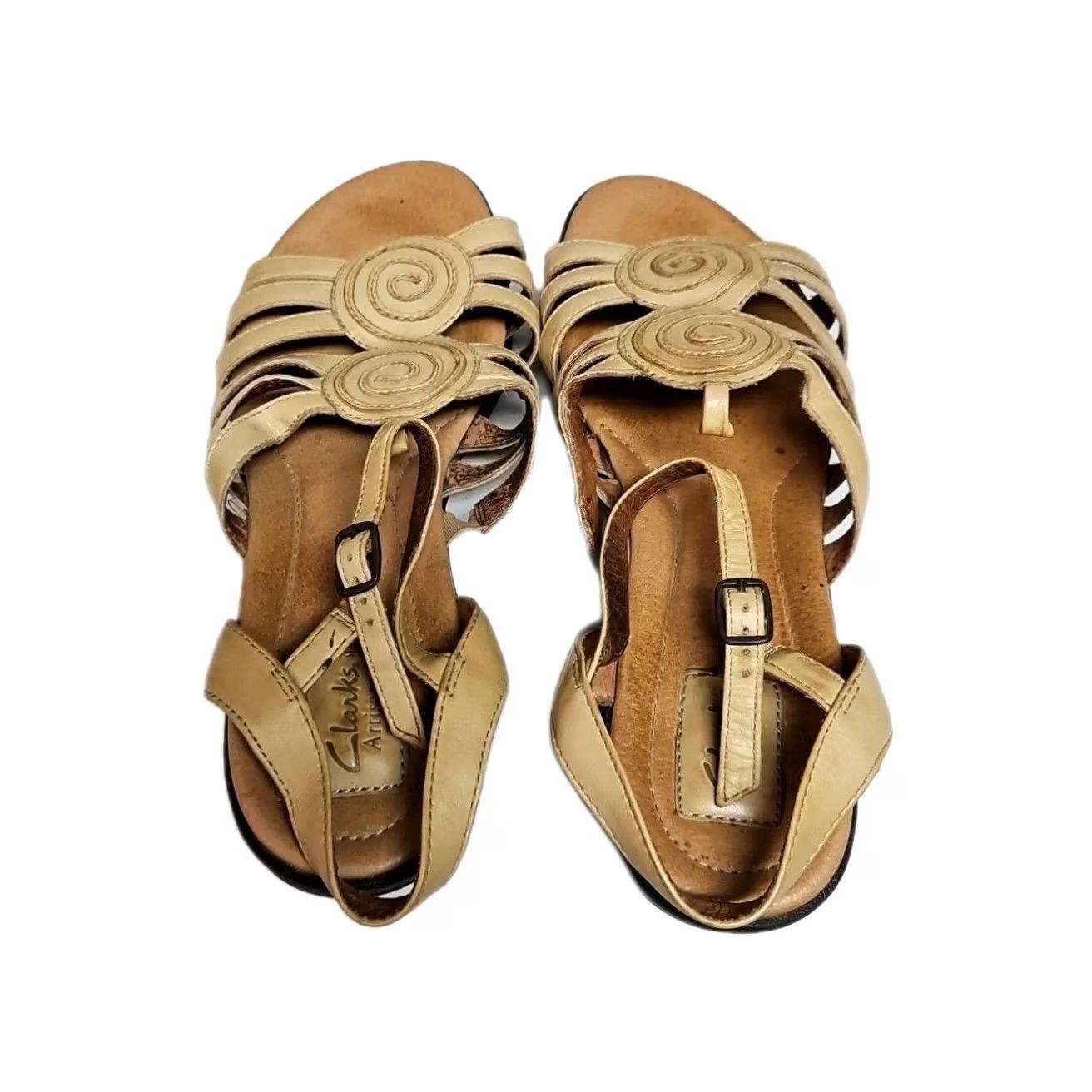 Clarks Clarks Artisan Leather Sandals Womens 10 Tan Strappy Slingback Comfort Walking Size US 10 / IT 40 - 3 Thumbnail