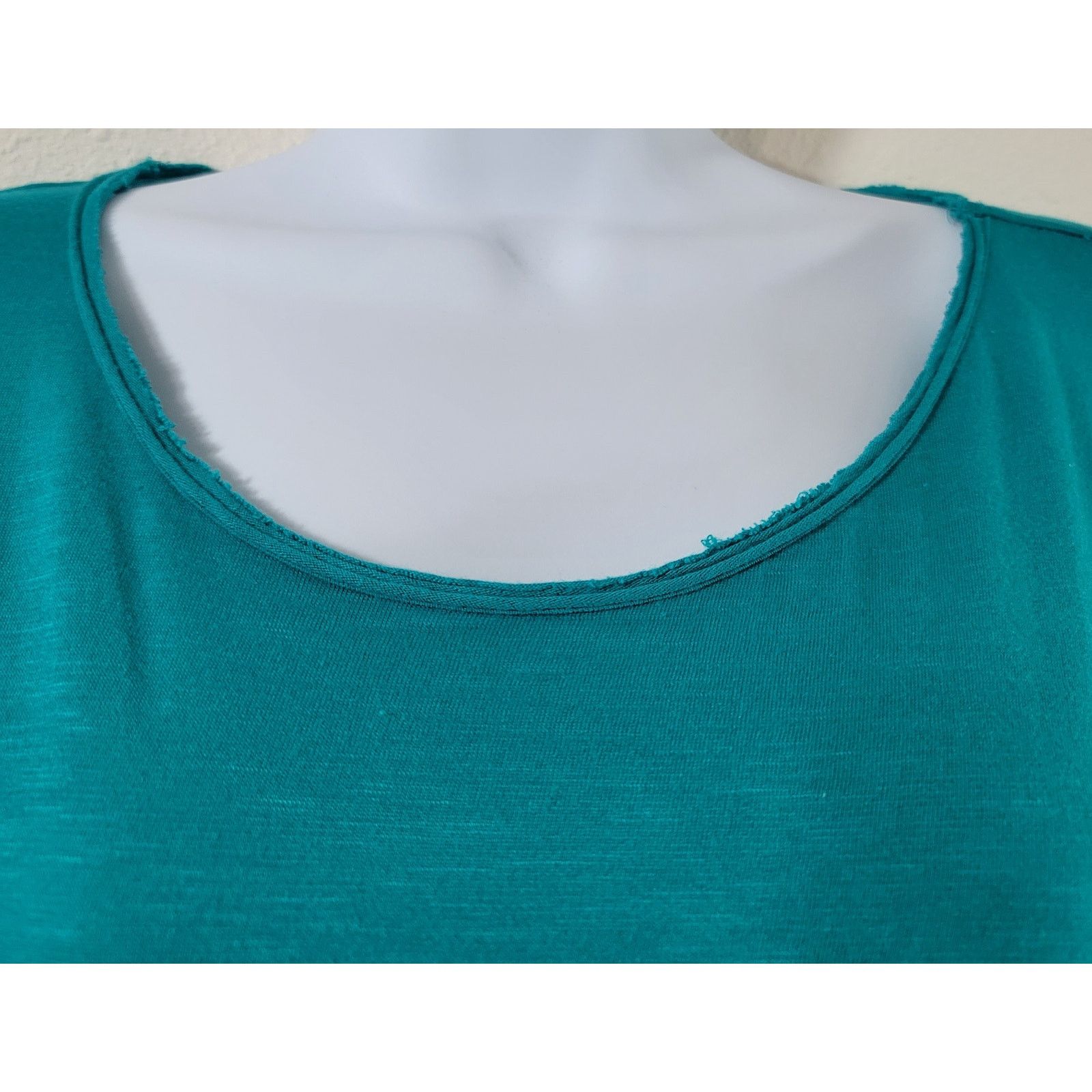 Other Cato Teal Blue Green Rolled Frayed Collar Top 18W 20W Size XXL / US 16-18 / IT 52-54 - 5 Thumbnail