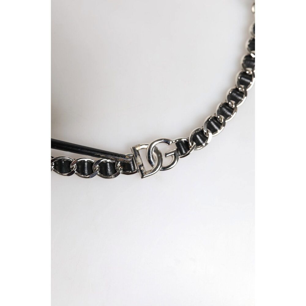 Dolce & Gabbana Dolce & Gabbana Black Leather DG Logo Chain Bag Shoulder Str Size ONE SIZE - 3 Thumbnail