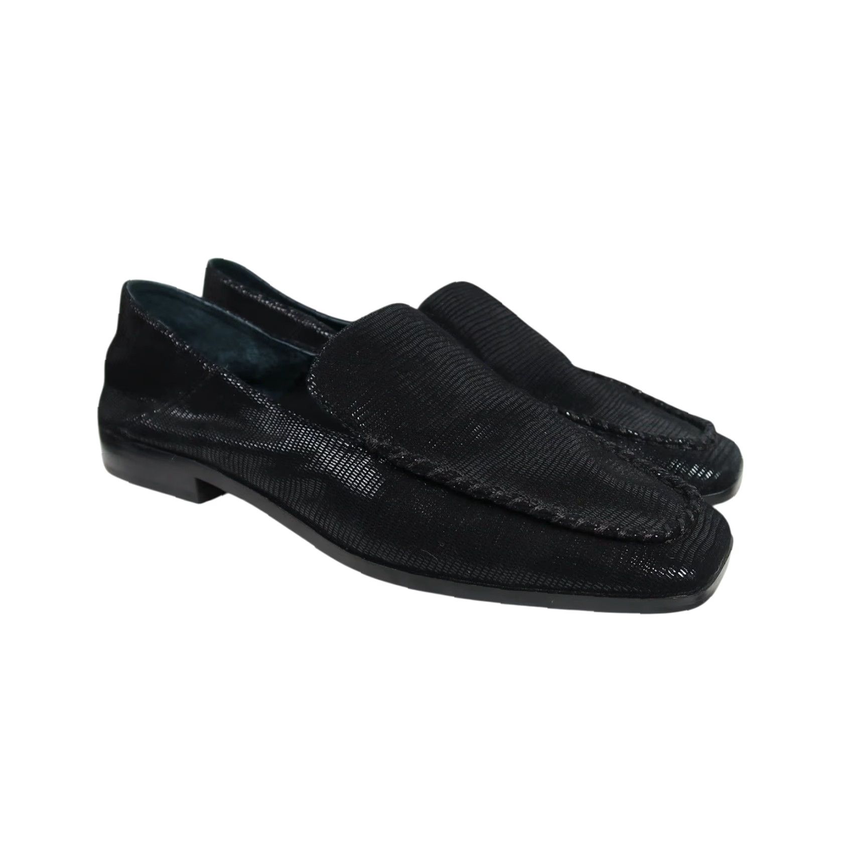 Dolce Vita VINTAGE Dolce Vita Beny Tailored Loafer Flats Black Leather Snake Onyx 8 Women Flat Square Toe Size US 8 / IT 38 - 5 Thumbnail