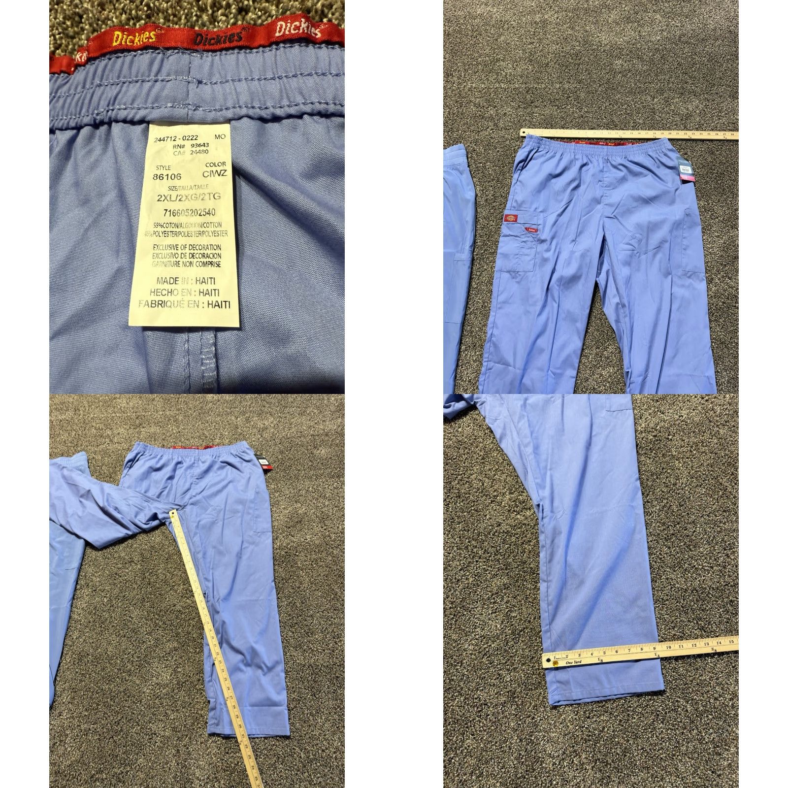 Dickies Dickies Womens Solid Blue Cargo Medical Scrub Pants 2XL Lot Of 2 NEW Womens Mens? No. Size 40" / US 18 - 9 Thumbnail