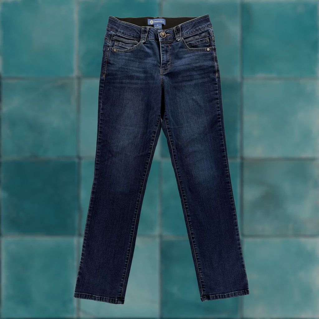 Vintage Democracy Jeans Straight Womens 6 Blue Dark Wash Mid Rise Stretch Size 28" / US 6 / IT 42 - 1 Thumbnail