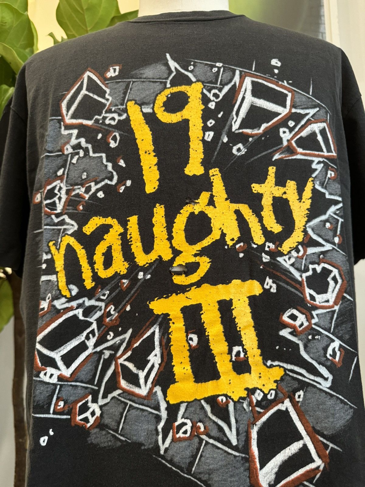 Image of Rap Tees Vintage 1993 Naughty By Nature "19 Naughty Iii" Promo Tee in Faded Black, Men's (Size XL)