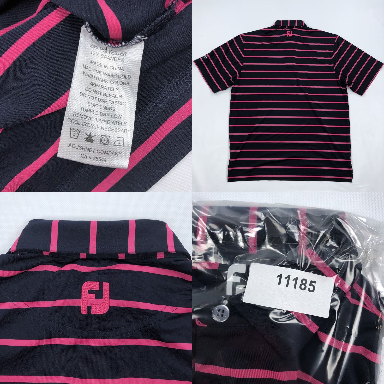 Footjoy FootJoy Polo Shirt Navy Pink Stripe M Men Short Sleeve Golf Athletic Breathable Moisture Wicking Performance Size US M / EU 48-50 / 2 - 8 Thumbnail