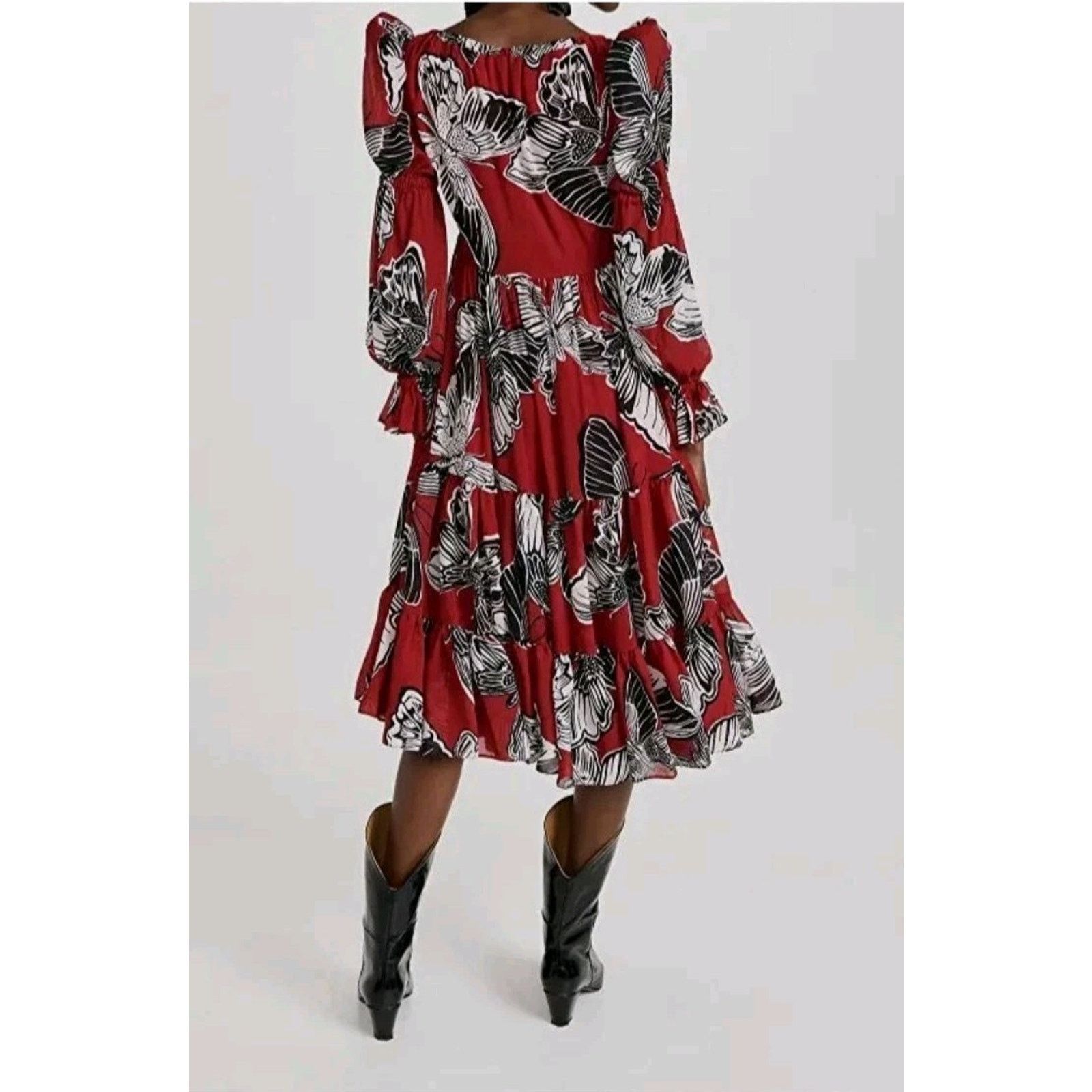 Other Autumn adeigbo Fleur midi Ladies Red Butterfly size 2 Size XS / US 0-2 / IT 36-38 - 4 Thumbnail