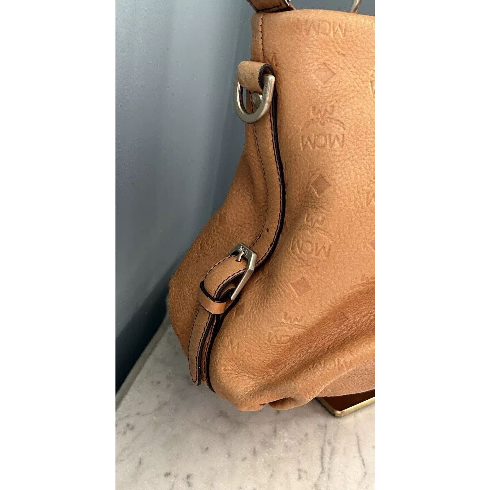 MCM MCM Visetos Leather Cross Shoulder Bag Camel Tan Handbag Size ONE SIZE - 12 Thumbnail