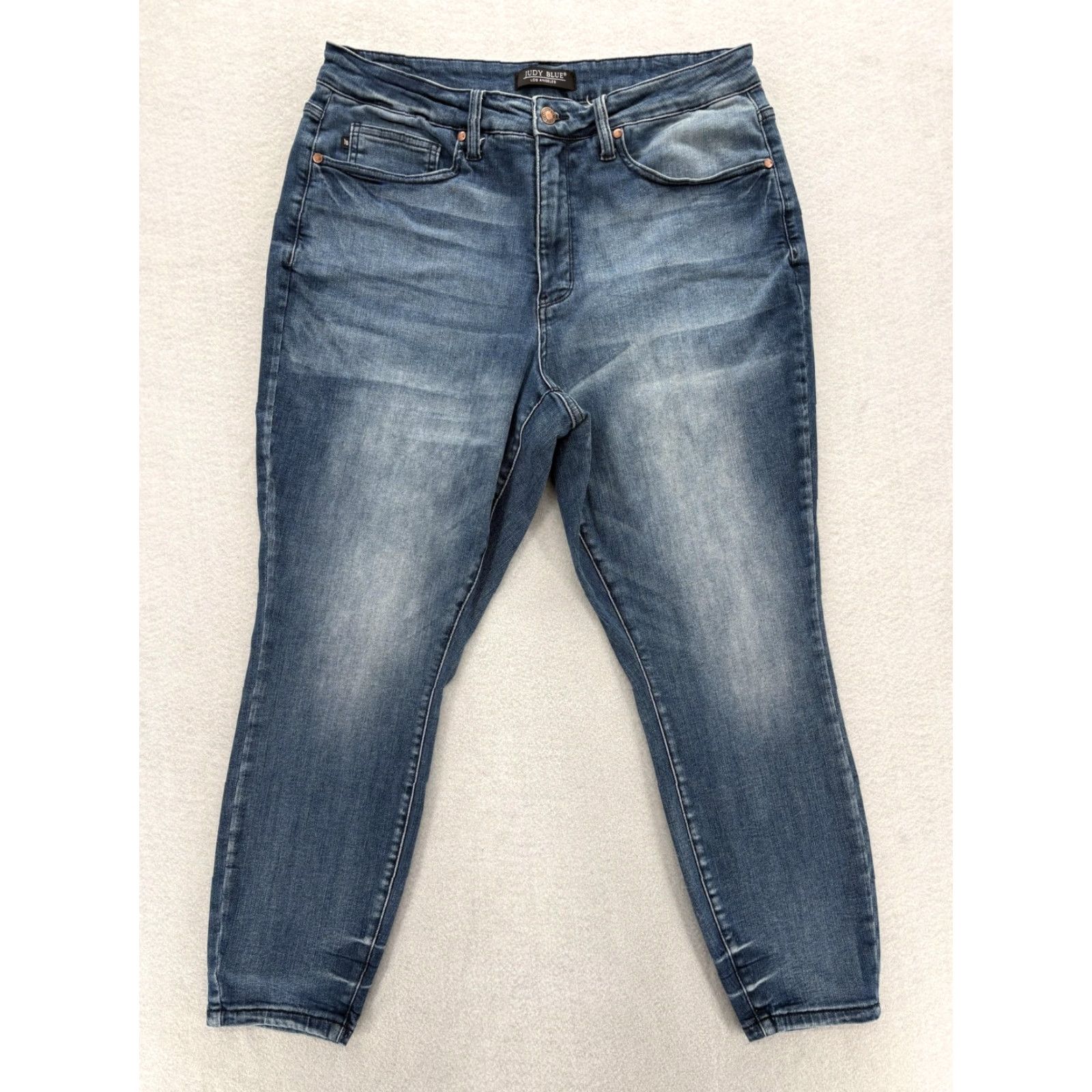 Denime VINTAGE: No | Judy Blue Jeans Womens 18W Blue Medium Wash Stretch Skinny Ankle Denim Preppy Size 40" / US 18 - 2 Thumbnail