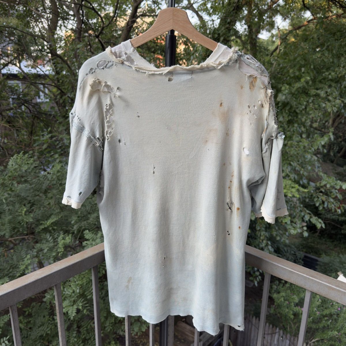 Vintage 40s Thrashed Distressed Safety Pin Pocket Tee ERD Grunge Size US L / EU 52-54 / 3 - 2 Thumbnail