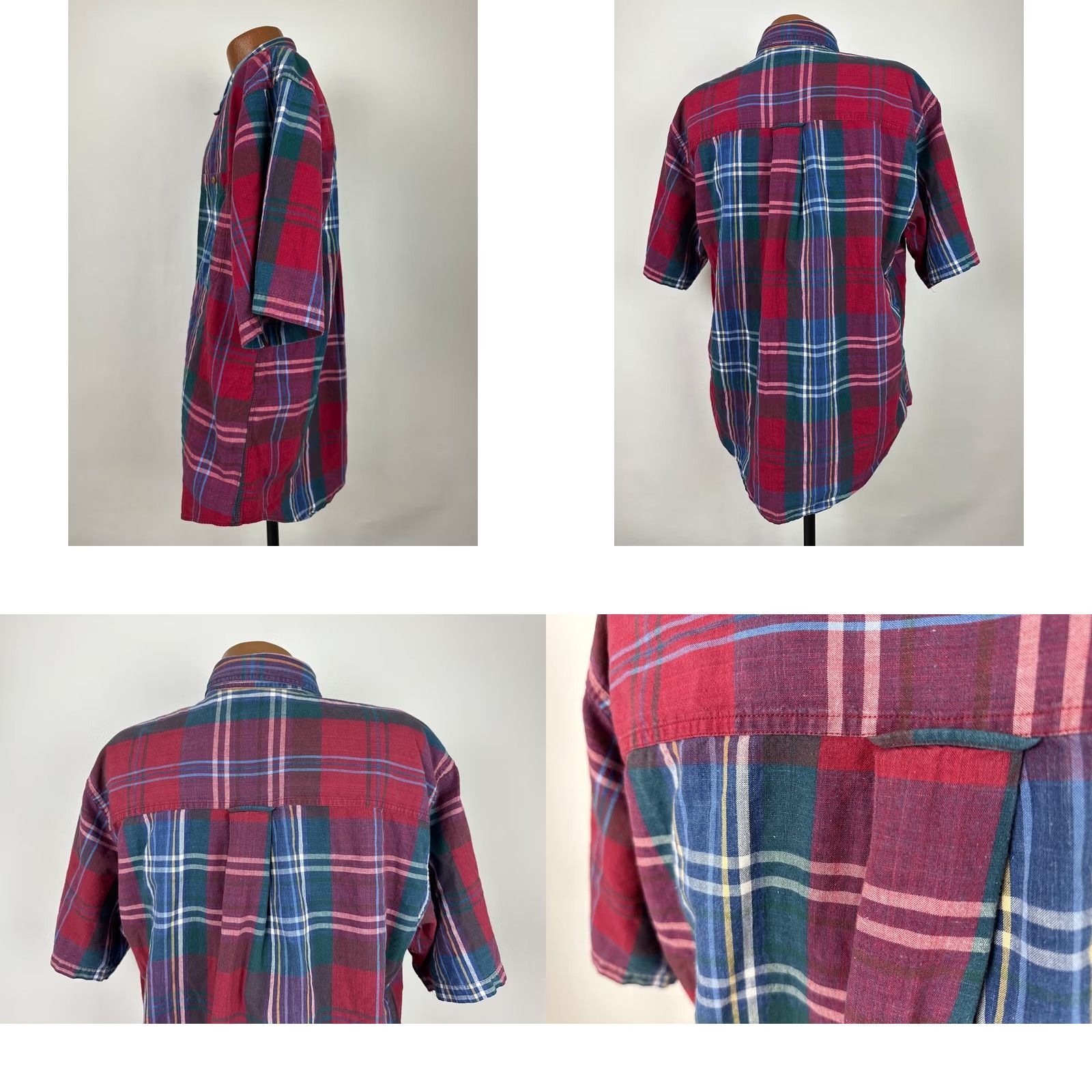 Roundtree & Yorke VINTAGE Roundtree & Yorke Shirt Men L Plaid Short Sleeve Button-Up Casual 90s Cotton Myl Size US L / EU 52-54 / 3 - 8 Thumbnail