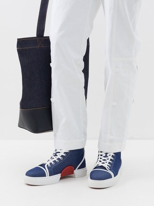 Christian Louboutin o1bcso1str1024 Adolon Flat Denim in Blue Size US 10 / EU 43 - 4 Thumbnail