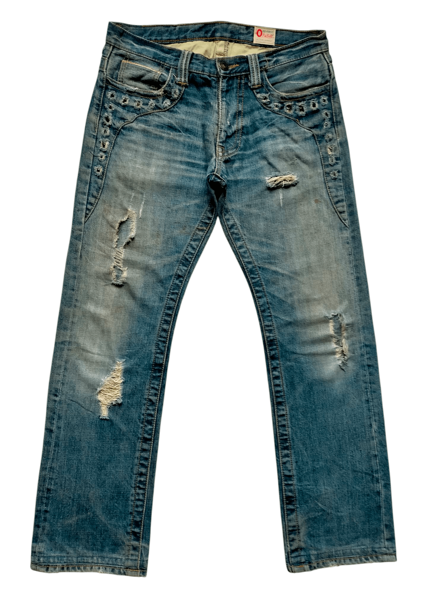Ozz First Pin Ball Japan Stude Punk Style Denim Pants