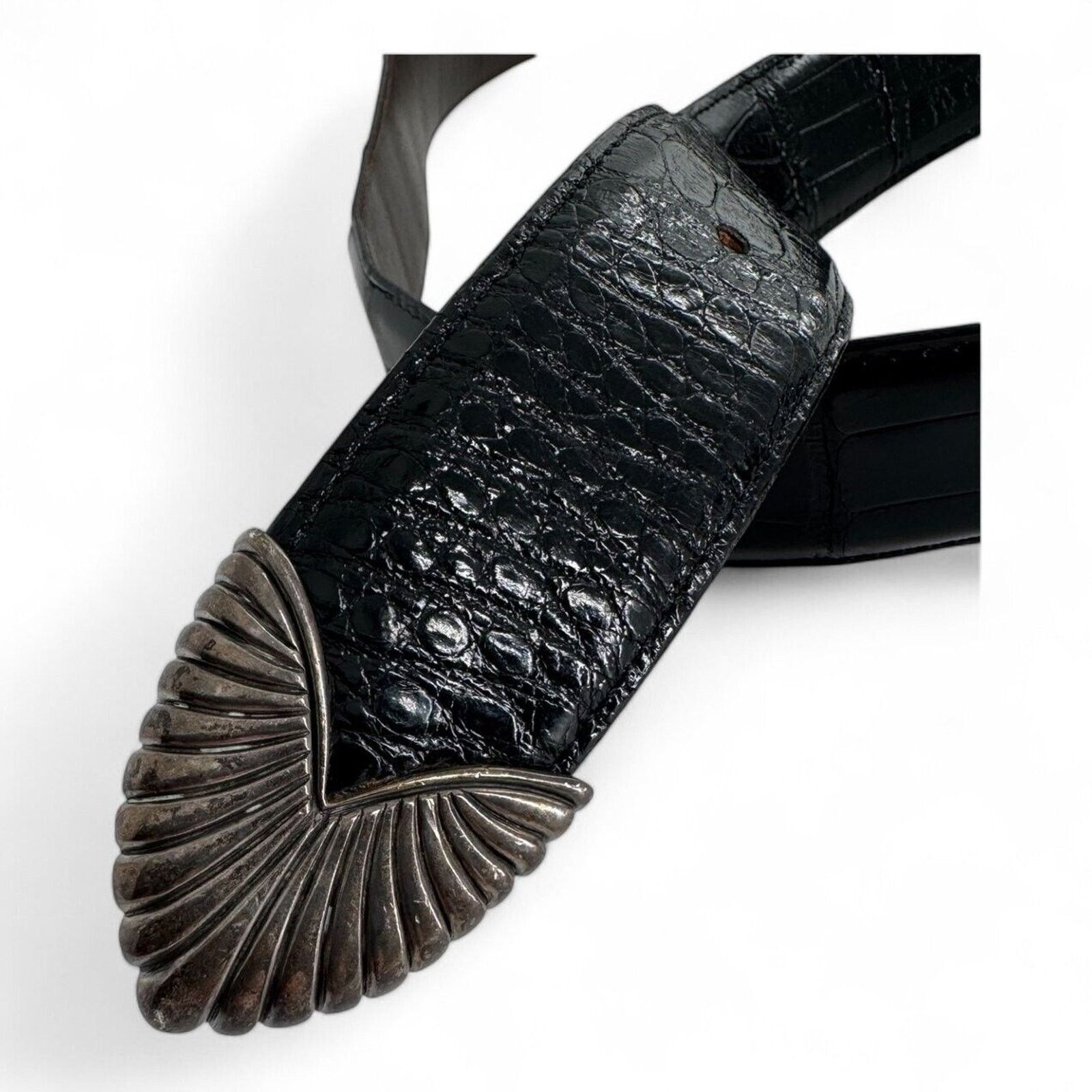 Sterling Silver Douglas Magnus Santa Fe .925 Alligator Mens Belt Sz 45 Size 44 - 7 Thumbnail