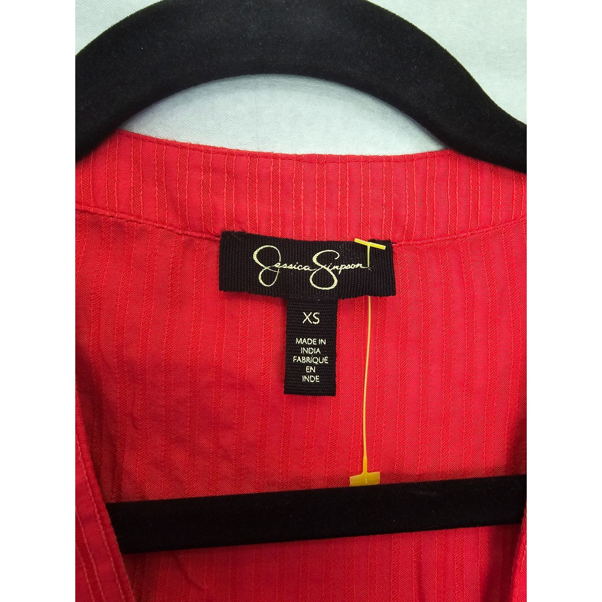 Jessica Simpson Jessica Simpson Red V-Neck Long Sleeve Blouse boho XS Size XS / US 0-2 / IT 36-38 - 3 Thumbnail