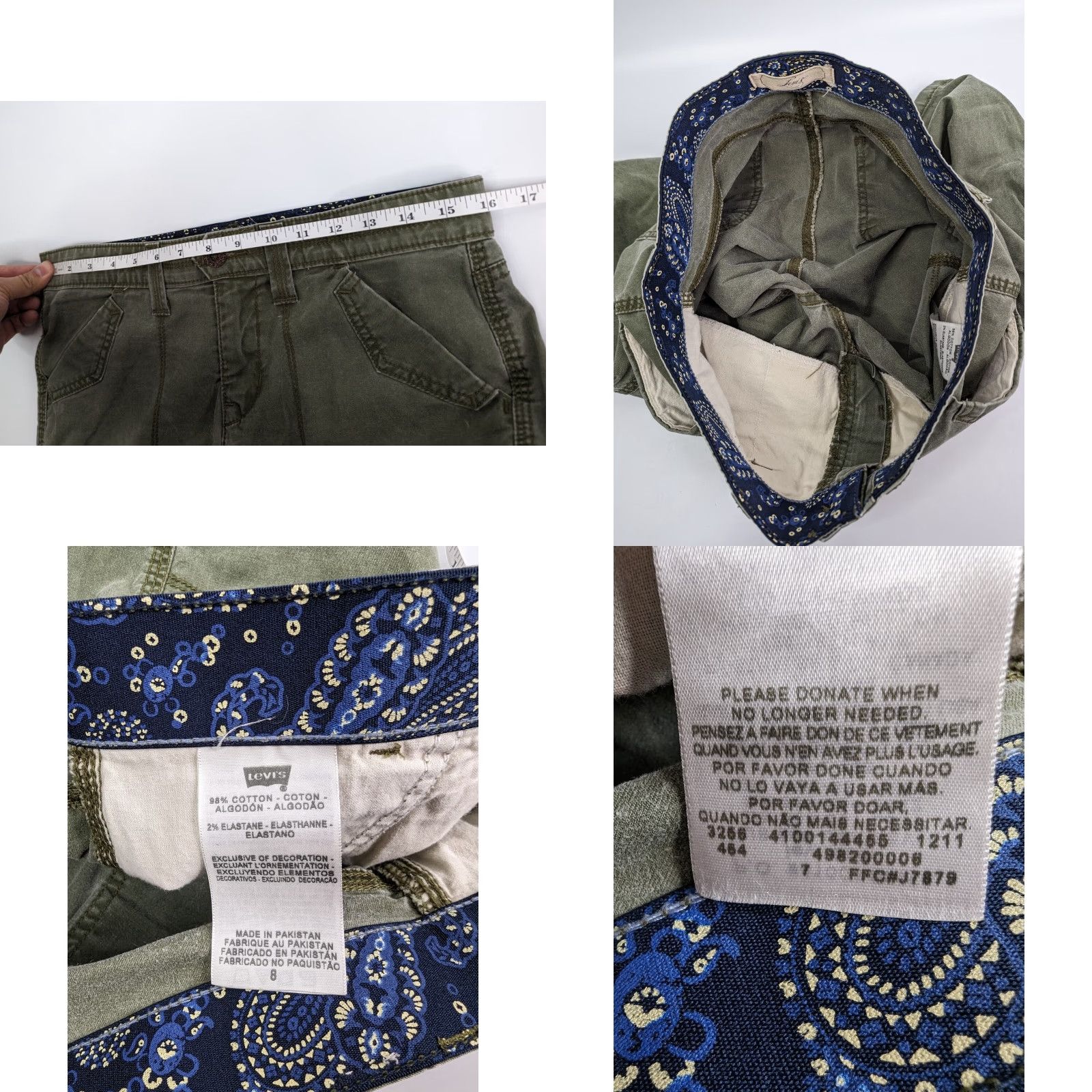 Levi's Levi's 525 Jeans Capri Mid-Rise Green 8 Regular 21in Inseam Denim Cotton Spandex Women's Size 30" / US 8 / IT 44 - 8 Thumbnail