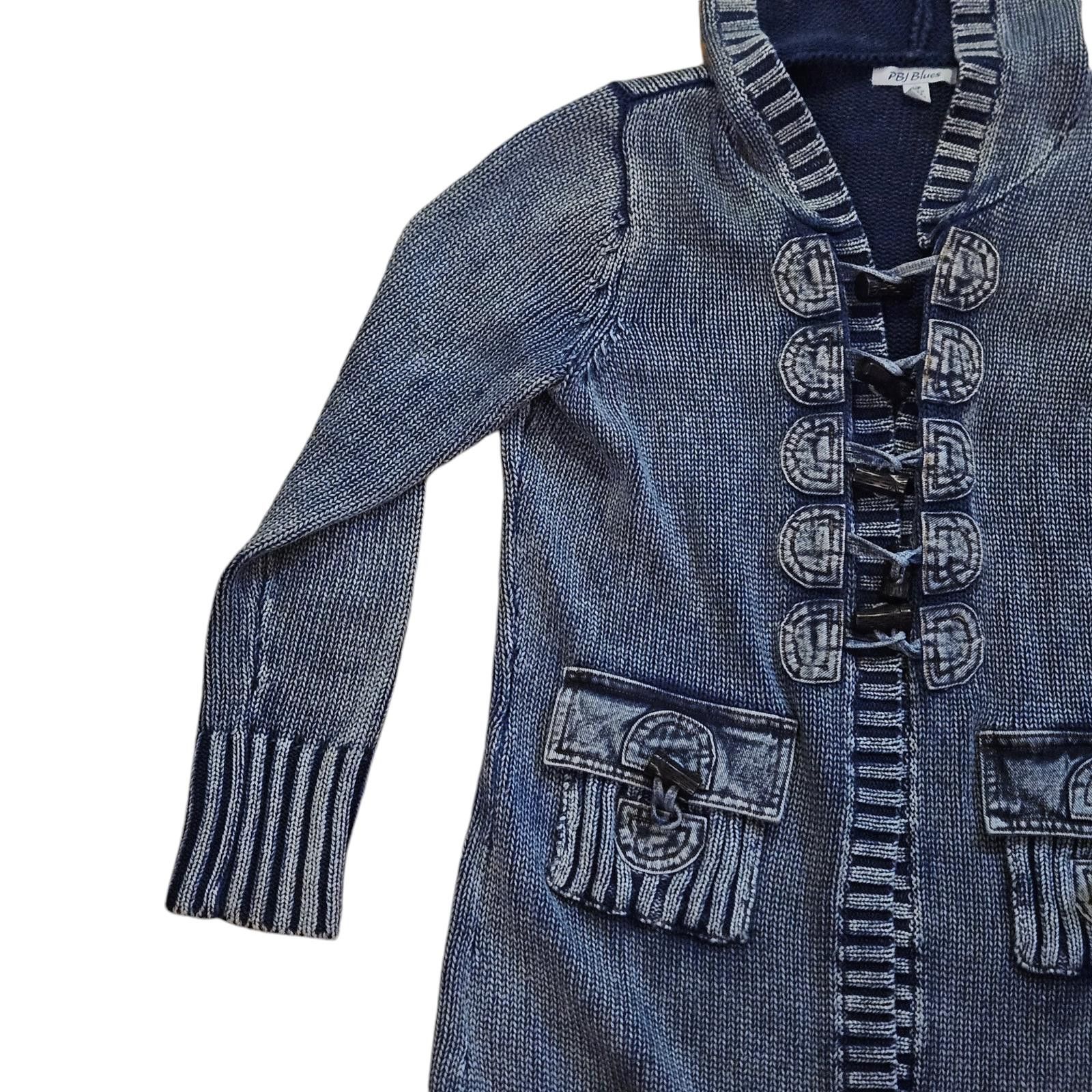 Designer PBJ Blues Hooded Cardigan, Size SM – Distressed Denim Size S / US 4 / IT 40 - 3 Thumbnail