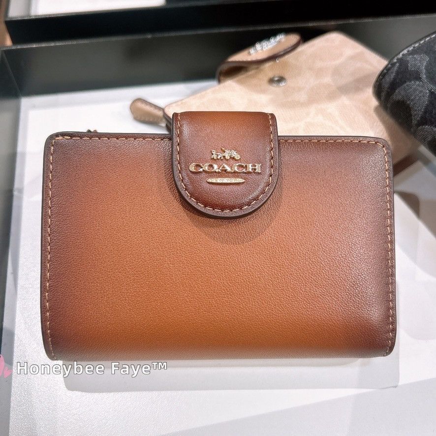 Coach Medium Corner Zip Wallet CEC27 Gold/Redwood Size ONE SIZE - 1 Thumbnail