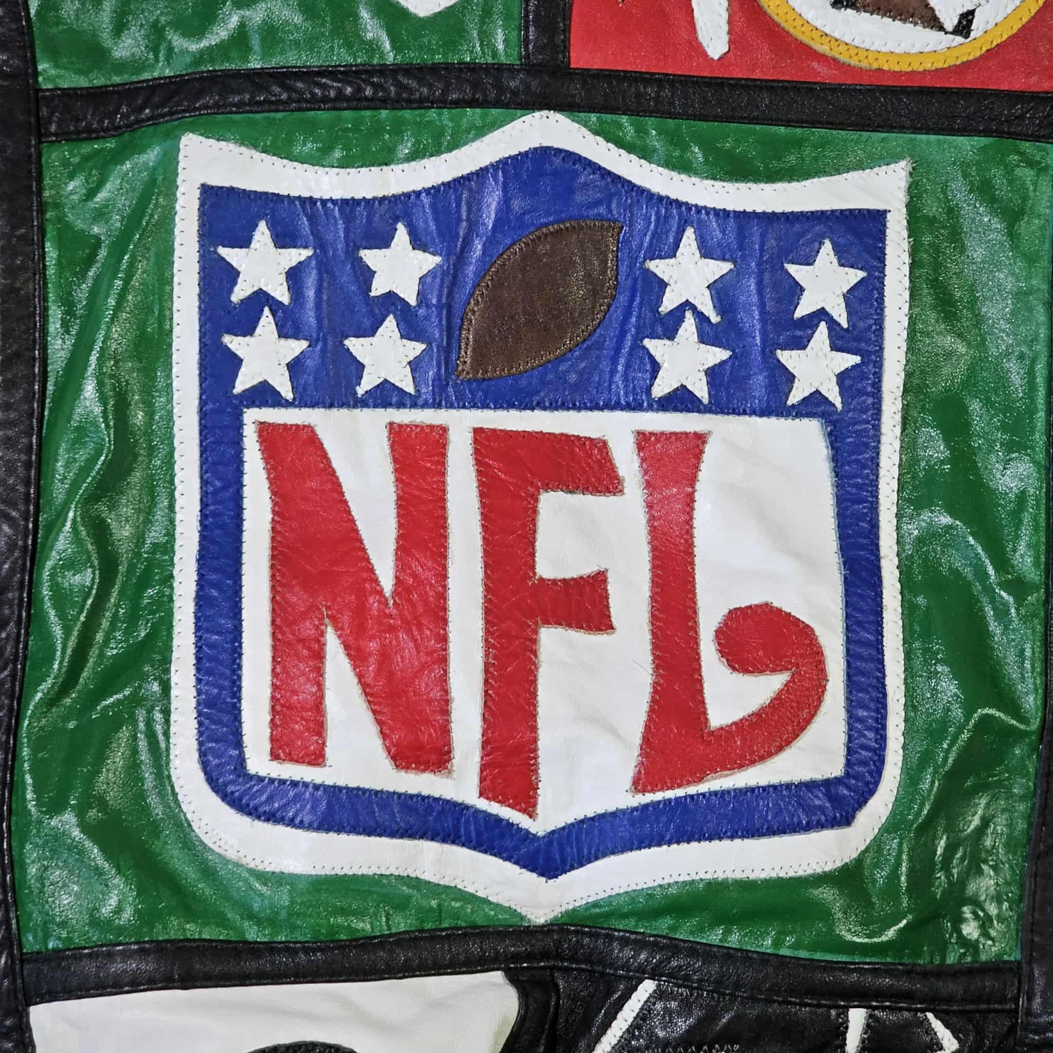 NFL NFL Vintage 90s Patches Custom Handmade Leather Jacket Size US XL / EU 56 / 4 - 9 Thumbnail