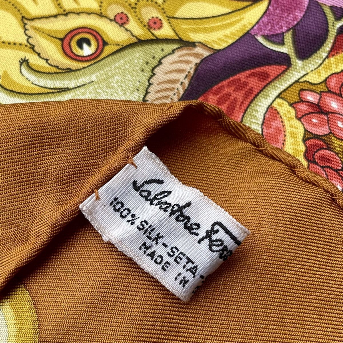Salvatore Ferragamo × Vintage Vintage Salvatore Ferragamo Silk Scarf with fowl & harvest Size ONE SIZE - 7 Thumbnail