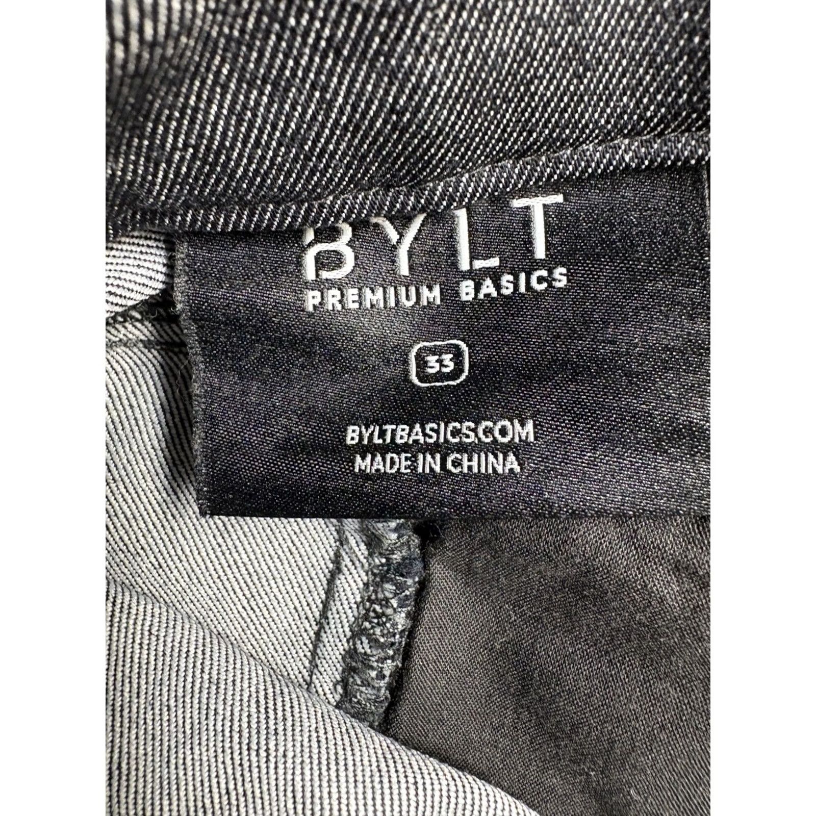 Vintage BYLT Pants Mens 33 Gray Everyday Pant Stretch Chino Premium Basics Slim Front Zip Pockets Size US 33 - 2 Thumbnail