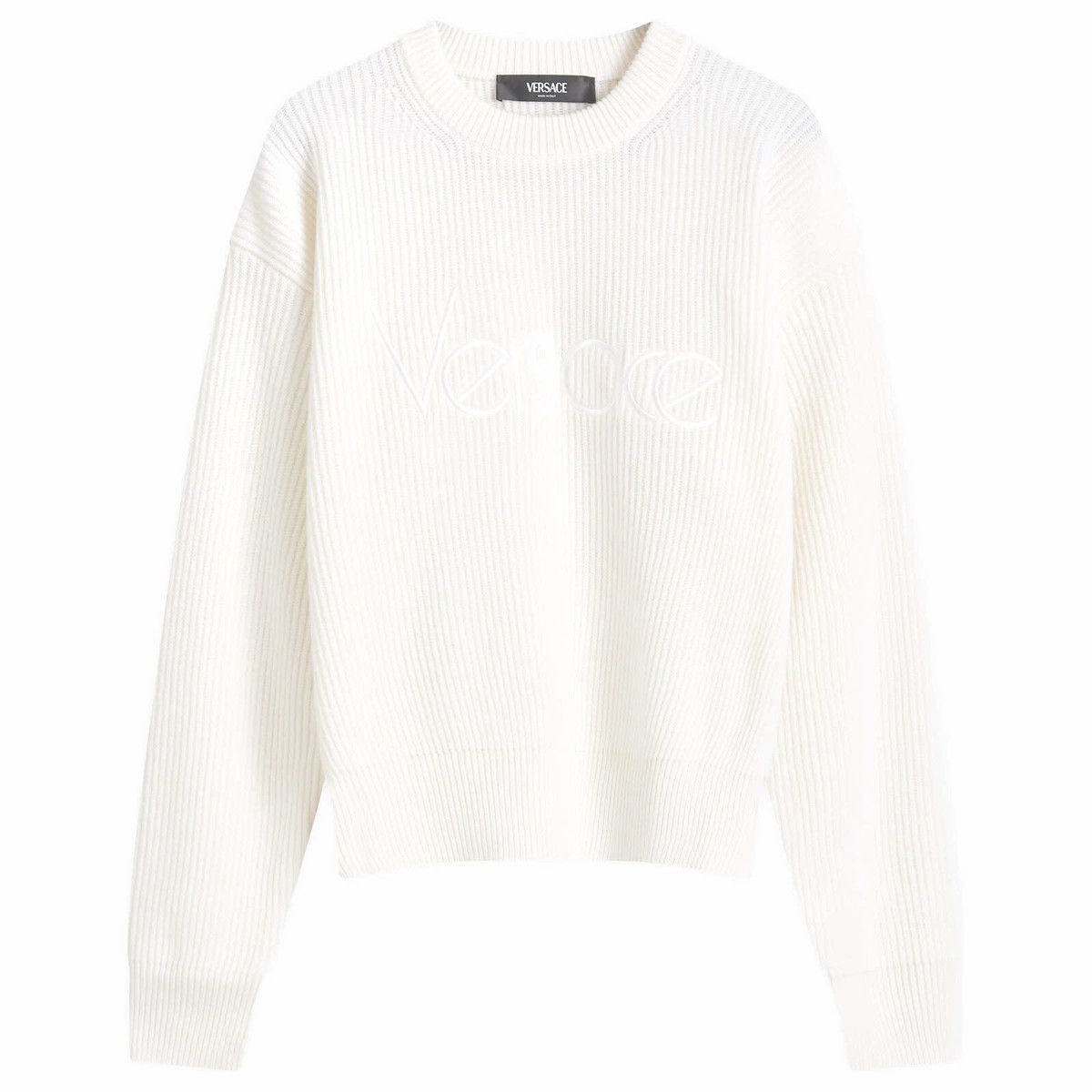 Versace o1y0226 Logo Crewneck Sweater in Cream Size XS / US 0-2 / IT 36-38 - 1 Thumbnail