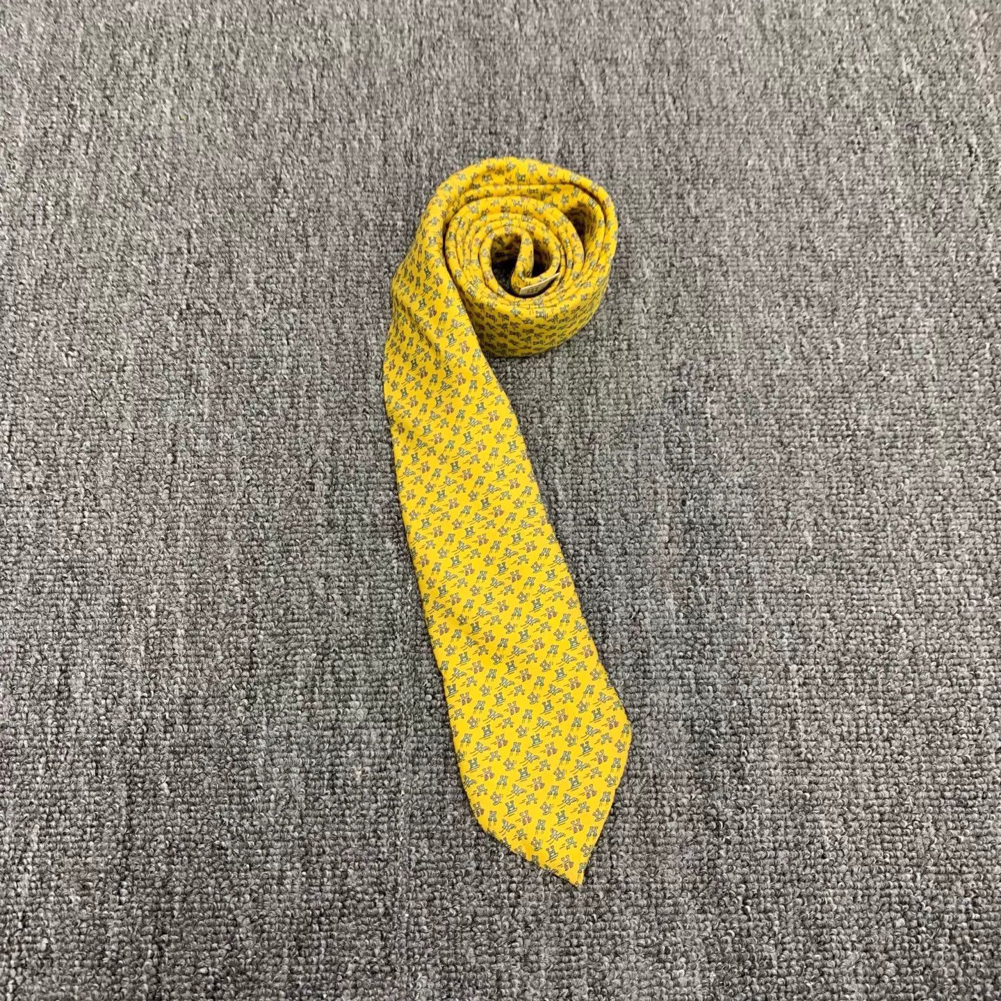 Hermes Hermes Yellow H All-Over Print Silk Tie 9/10 w/ Box Size ONE SIZE - 3 Thumbnail