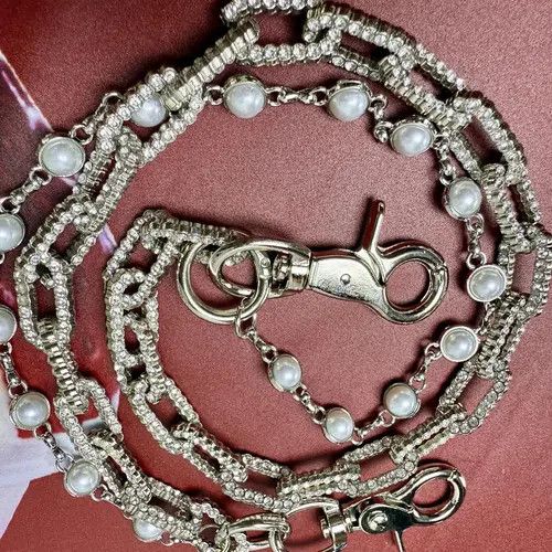 Jewelry Rhinestone Double Layer Pearl Wallet Chain, Belt Pants Chain Size ONE SIZE - 3 Thumbnail