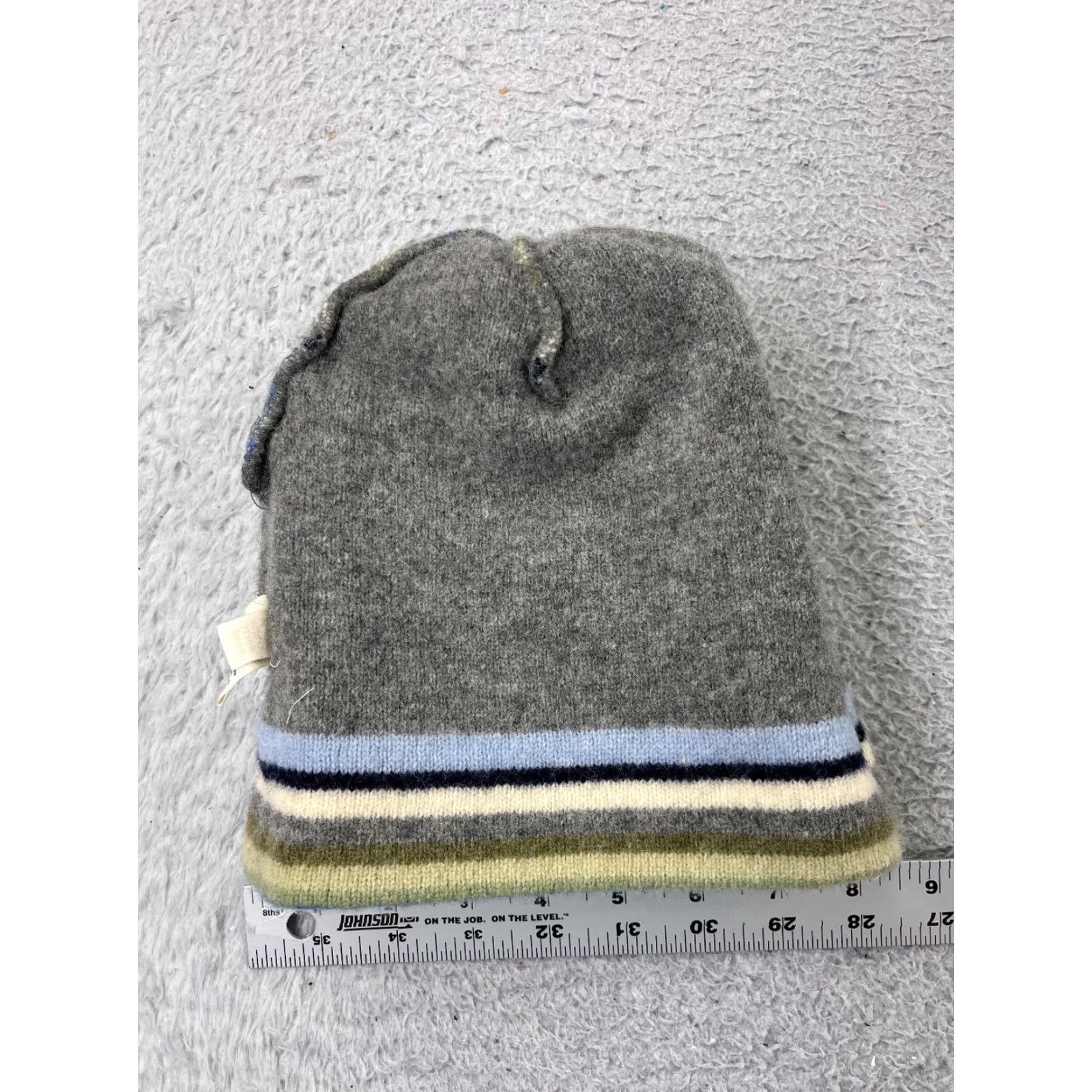 Old Navy Old Navy Beanie Toque Adult One Size Blue Gray Green Stripe Knit Lambswool Pom Hat Mens Beanie Wool Knit Ski Style Size ONE SIZE - 4 Thumbnail