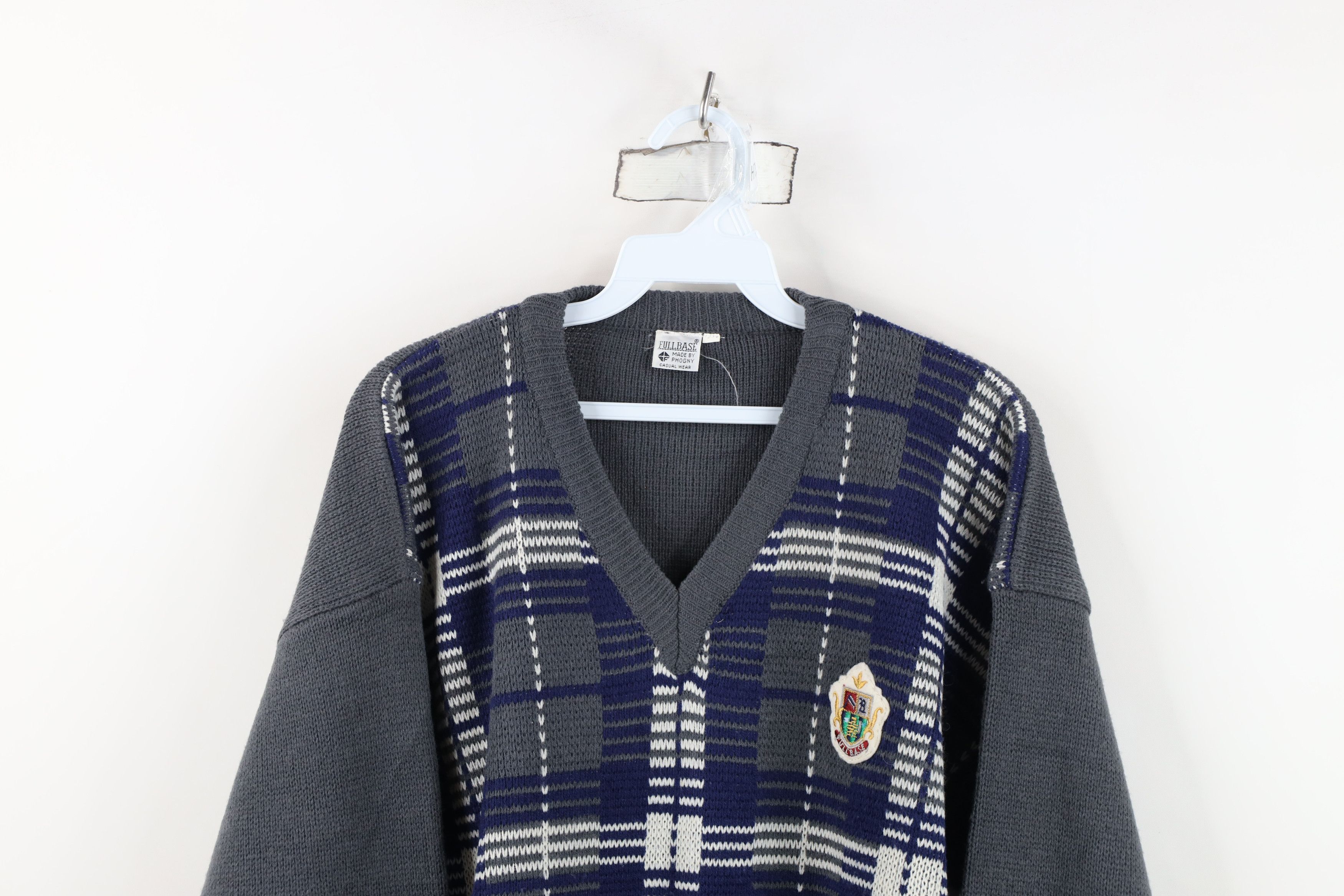 Vintage Vintage 90s Streetwear Ribbed Knit V-Neck Sweater Plaid Size US M / EU 48-50 / 2 - 2 Thumbnail