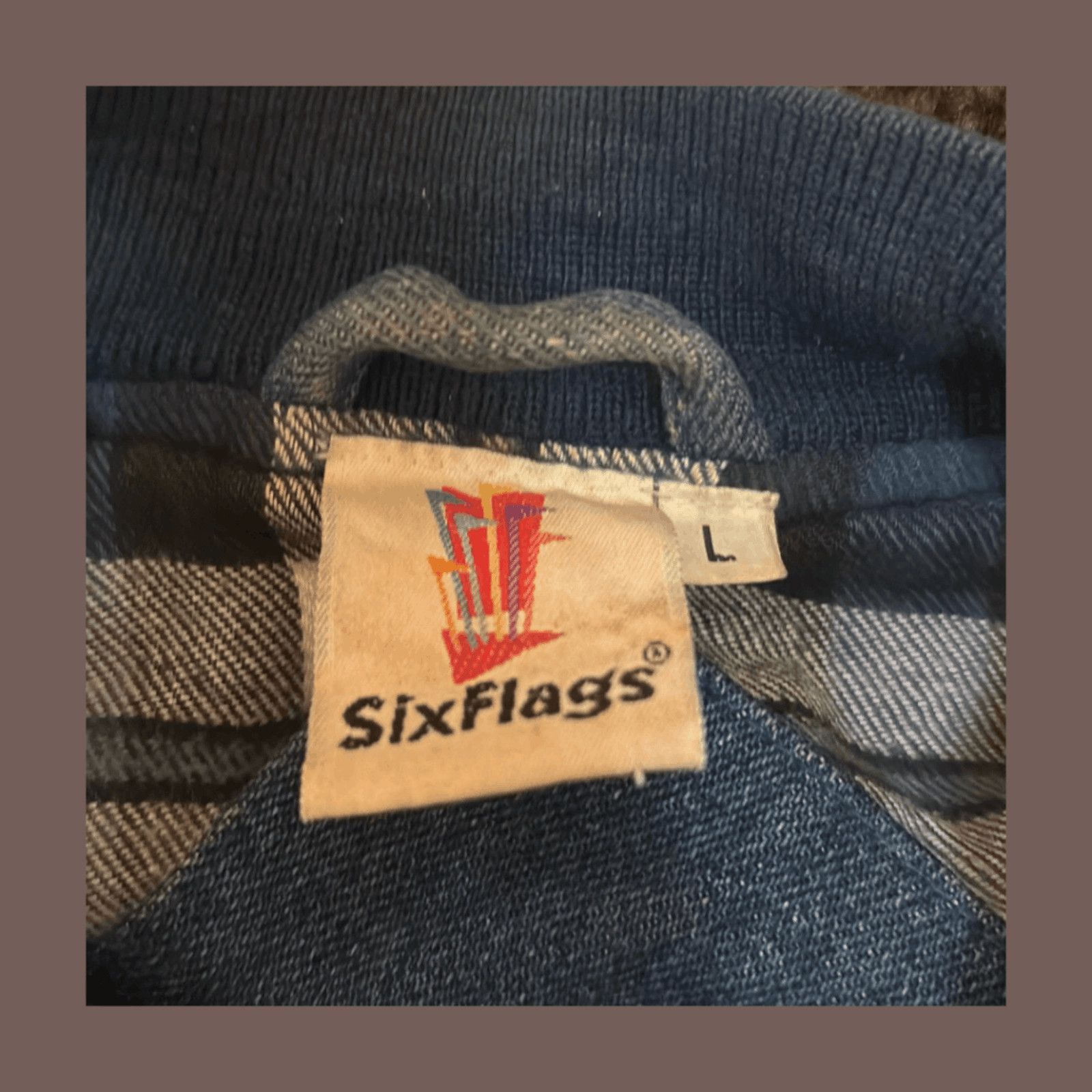 Vintage VTG Denim Varsity | Six Flags Marine World | 90s Dolphin Size US L / EU 52-54 / 3 - 5 Thumbnail