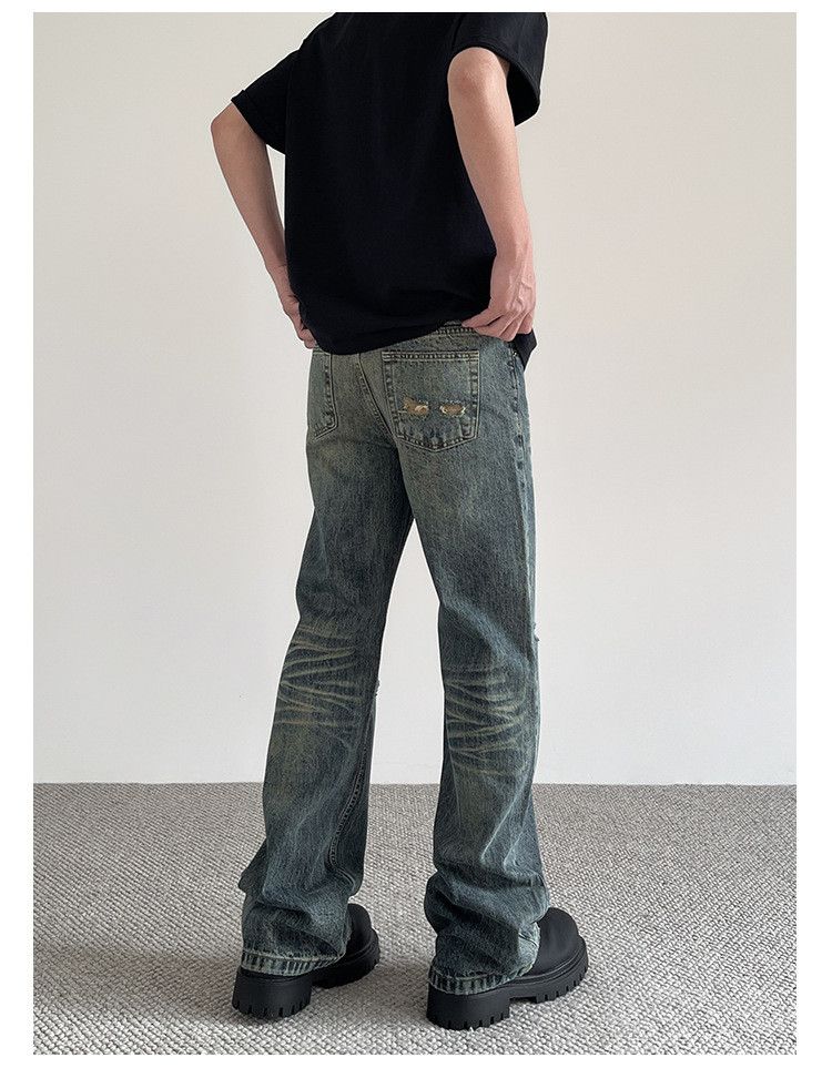 Japanese Brand × Jean Vintage distressed cleanfit straight flared ripped jeans Size US 32 / EU 48 - 5 Thumbnail