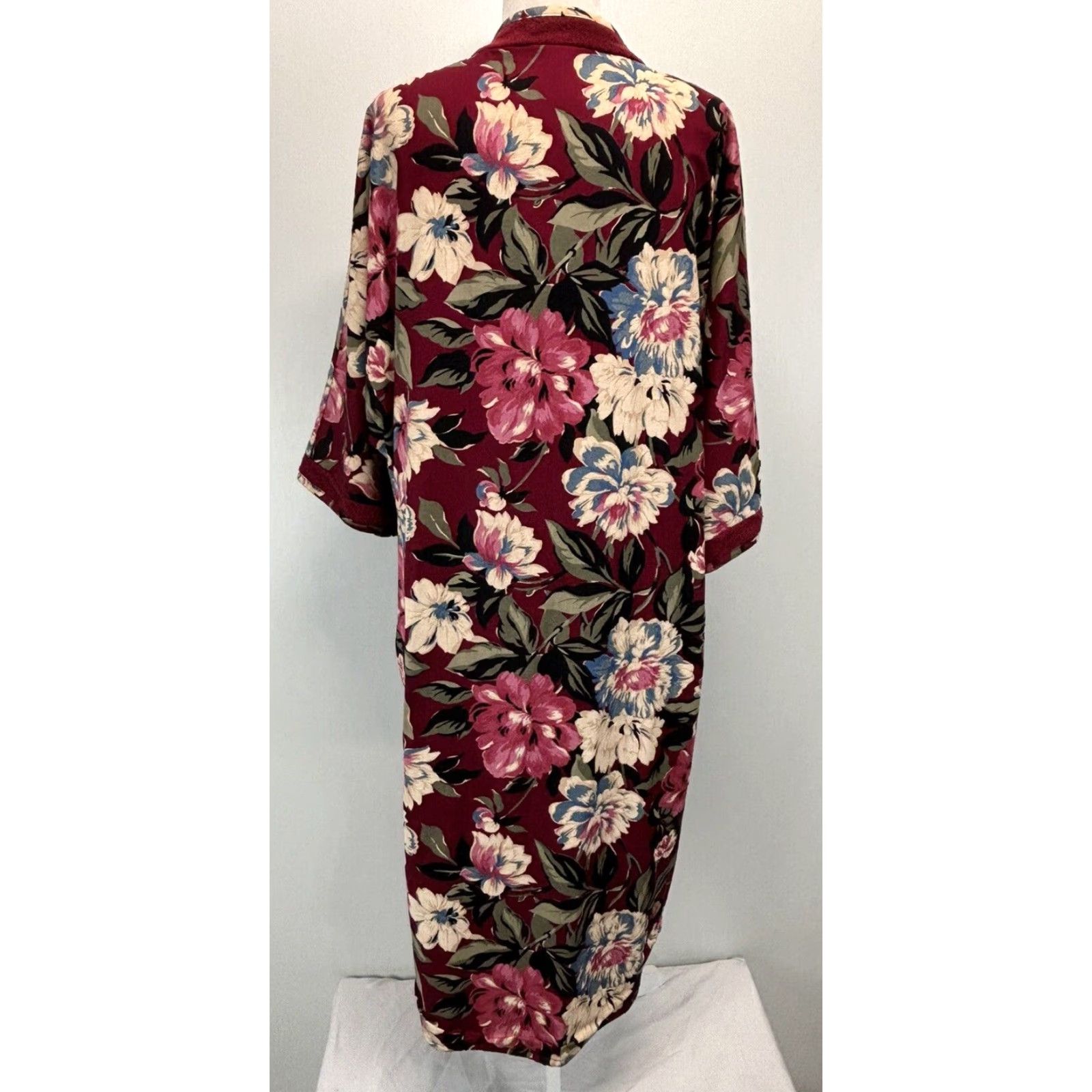 Vintage VINTAGE Cypress Floral Robe Women's Medium Red Cotton Blend 1980s Size ONE SIZE - 3 Thumbnail