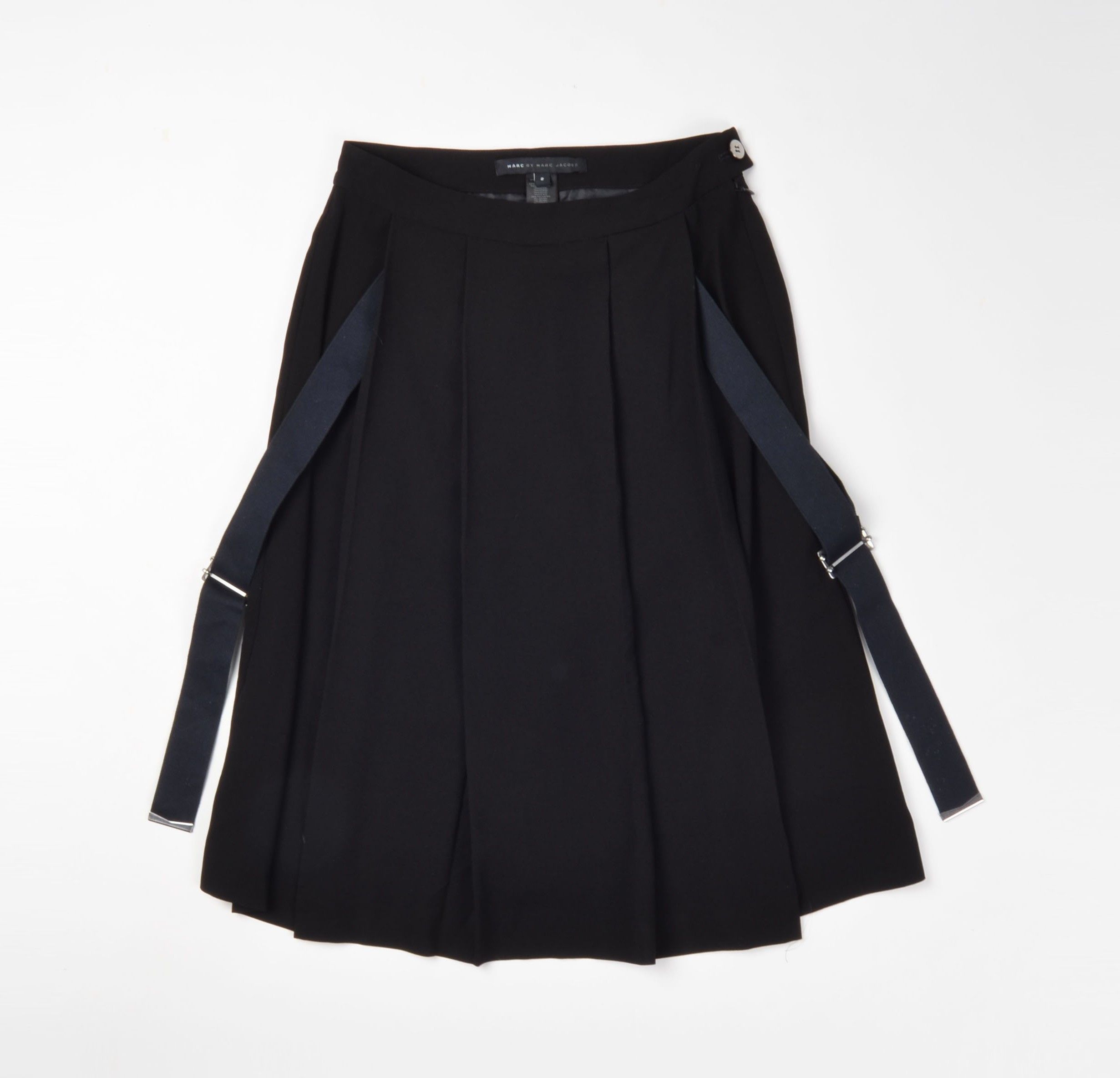 Marc by Marc Jacobs Women's Marc Jacobs Black Pleated Straps Knee Length Skirt Size 26" / US 2 / IT 38 - 4 Thumbnail
