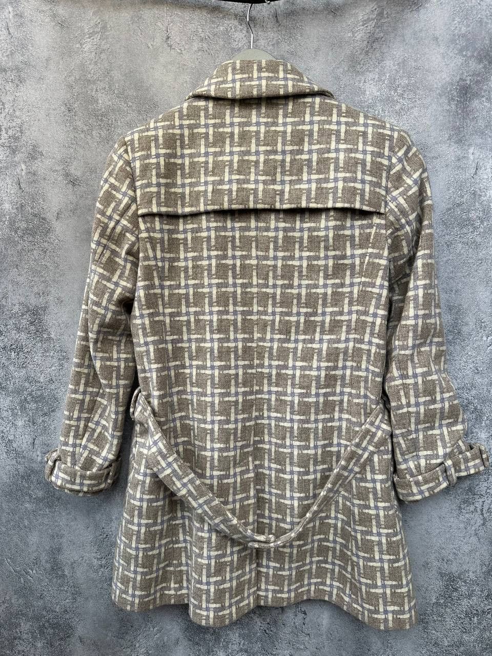 Reiss Reiss Coat 100% Wool Beige & White Geometric Lined Size S / US 4 / IT 40 - 3 Thumbnail