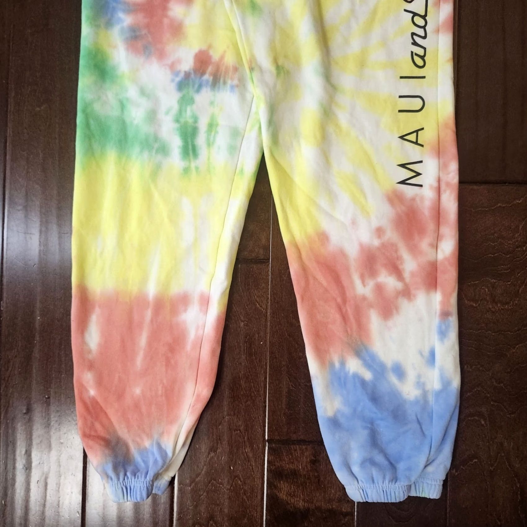 Rainbow Maui and Sons Tie Dye Jogger Sweatpants Mens Medium Rainbow Lounge Pants Regular Fit with Pockets Size US 31 - 3 Thumbnail