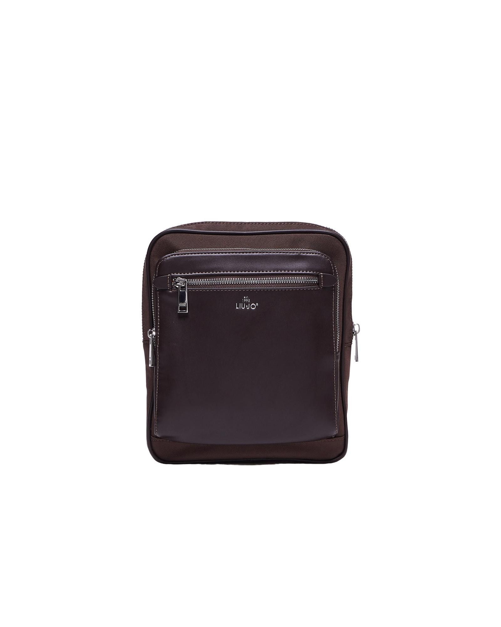 image of Liu Jo Faux Leather Zippered Bag in Brown, Men's