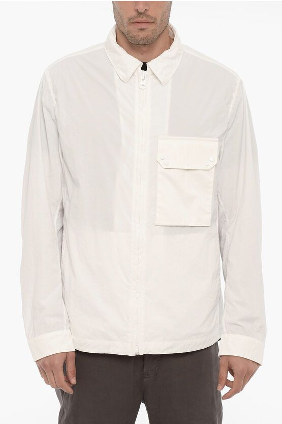 image of Ten C Nylon Lightweight Jacket With Breast Pocket in White, Men's (Size Medium)