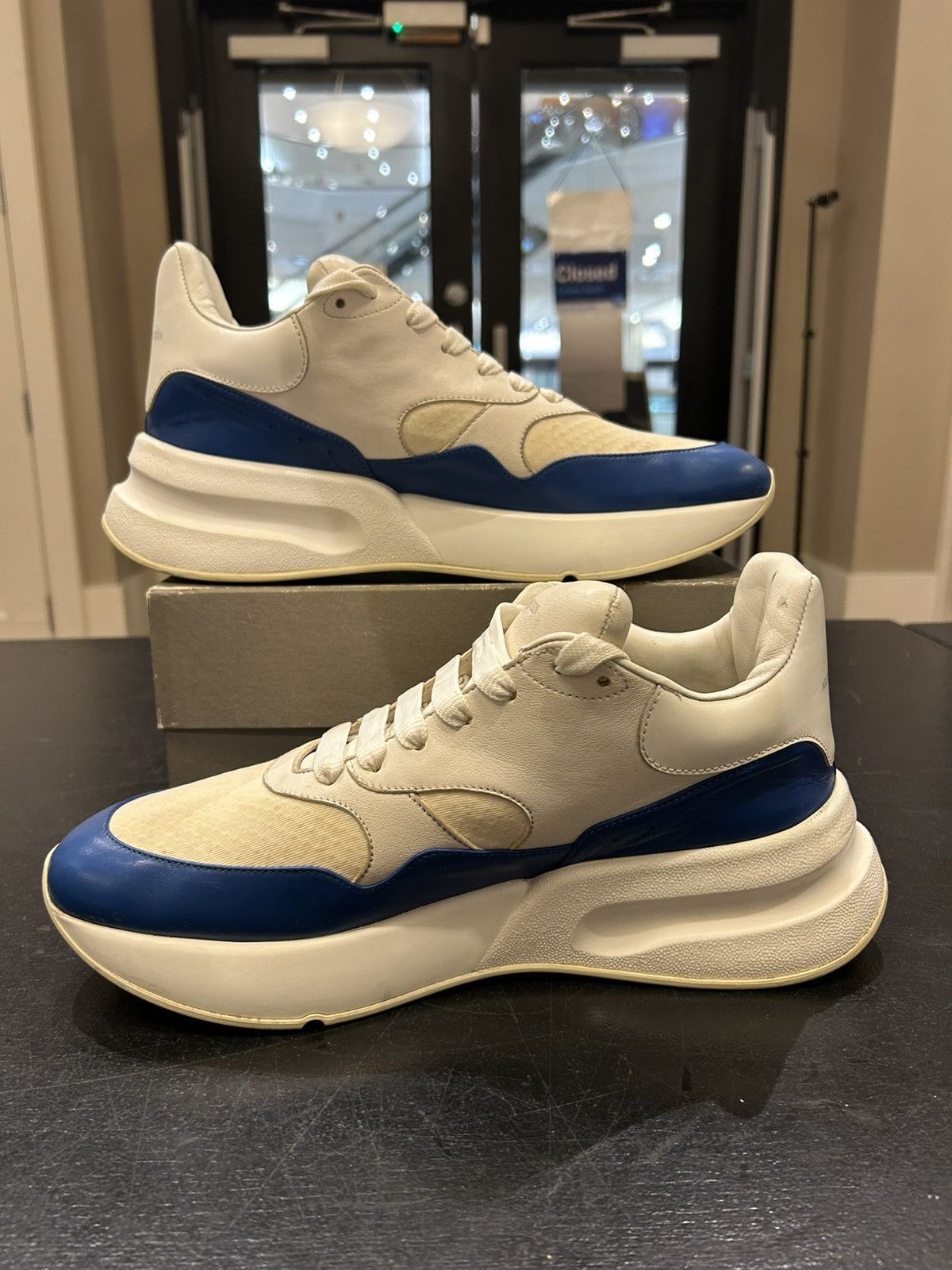 Alexander McQueen Alexander McQueen Oversized Runner Sneaker - White/Blue Size US 12 / EU 45 - 2 Thumbnail