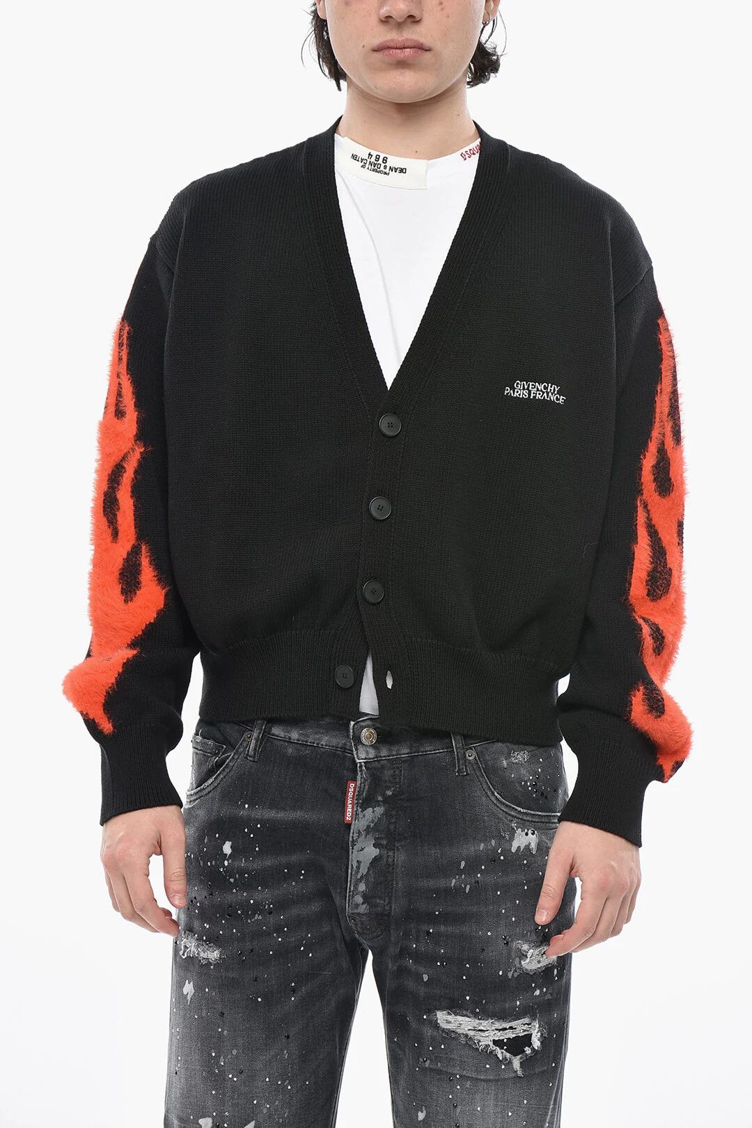 Givenchy og1mm0326 Cotton-Blend Cardigan in Black Size US XL / EU 56 / 4 - 1 Thumbnail