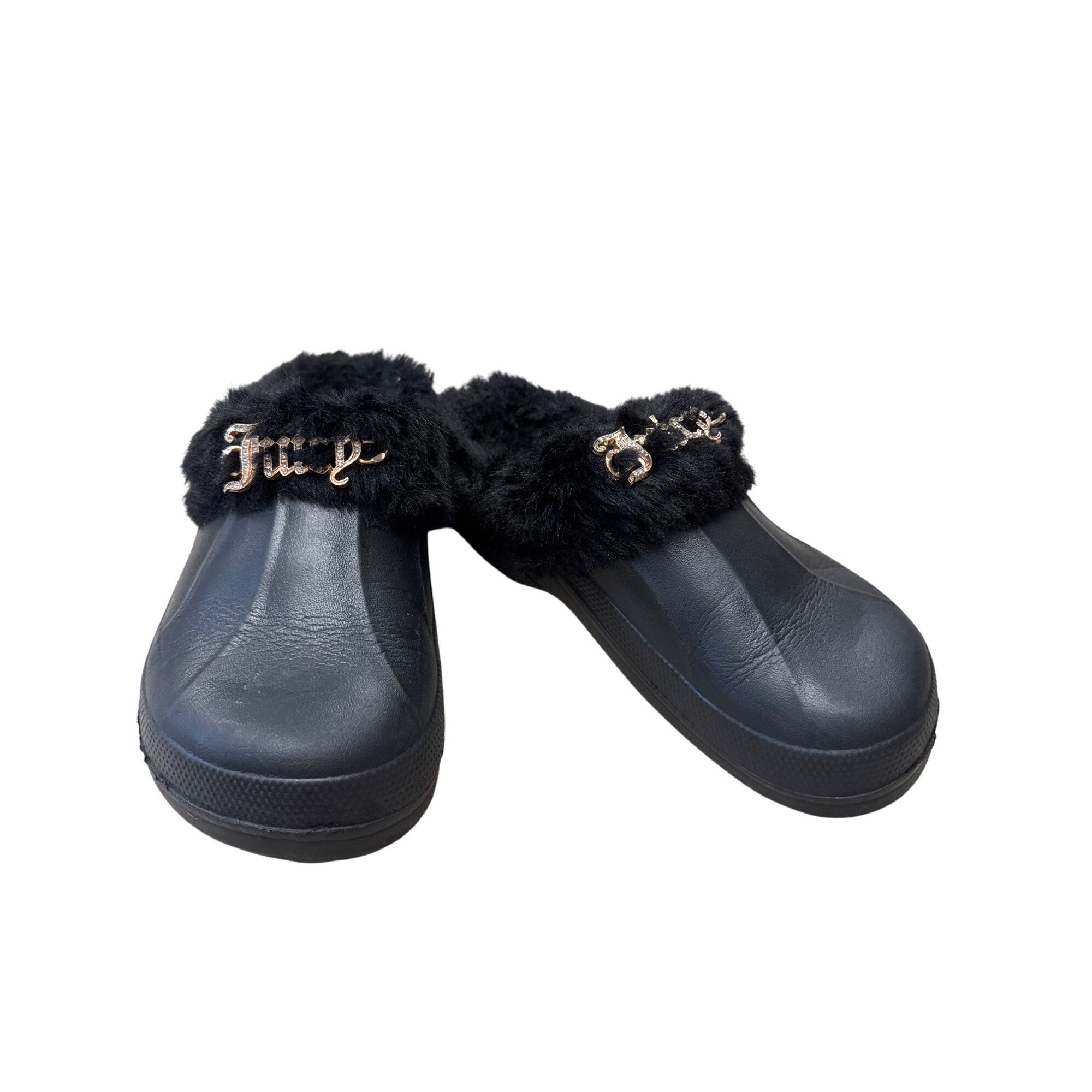 Juicy Couture Juicy Couture Womens Black Faux Fur Lined Slip-On Slippers S Size US 7 / IT 37 - 1 Thumbnail