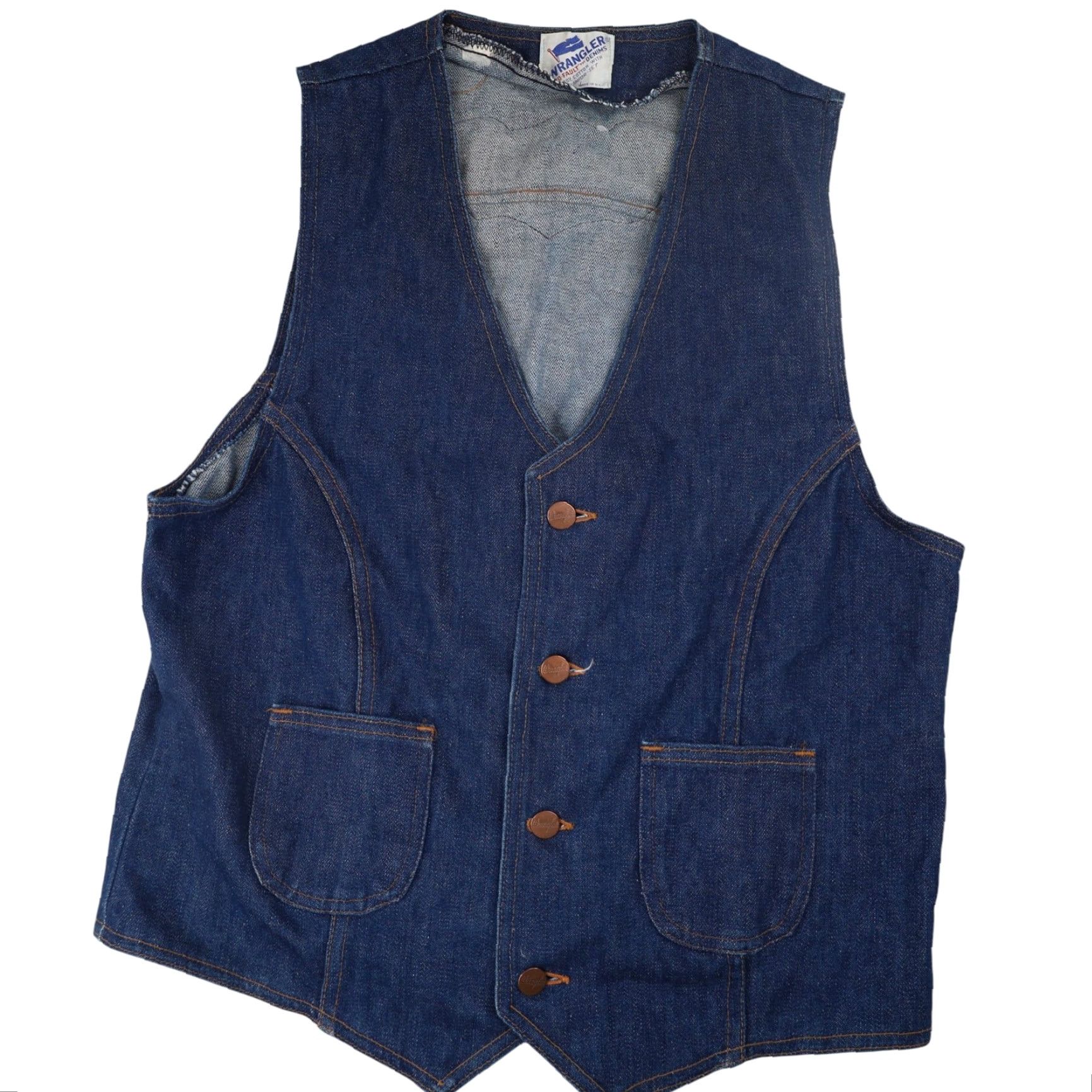 Wrangler VINTAGE Wrangler Honda Motorcycle Patches Denim Vest Blue USA Made M Mens 19"x25" Size US M / EU 48-50 / 2 - 2 Thumbnail